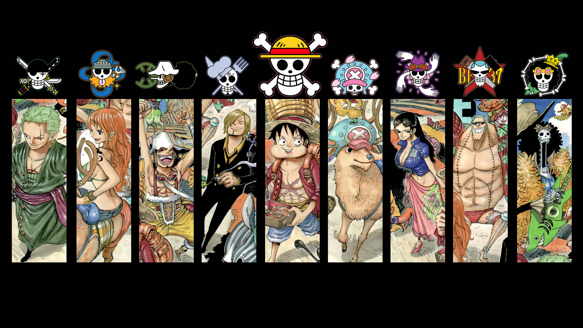 Λογότυπο και Χαρακτήρες One Piece για Επιφάνεια Εργασίας Ταπετσαρία
