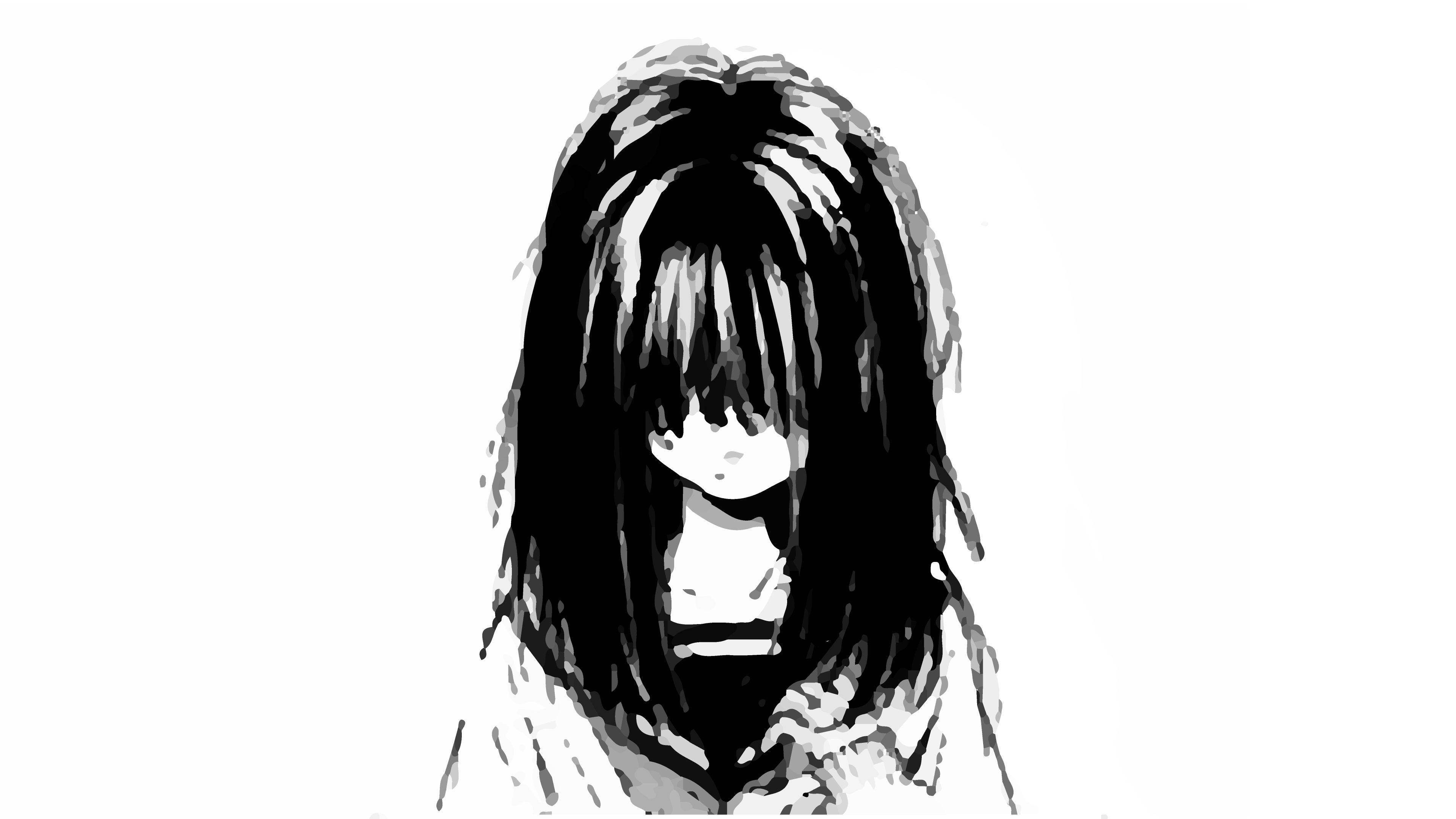 Λυπημένο Anime Κορίτσι Ασπρόμαυρο με Στολή Ταπετσαρία