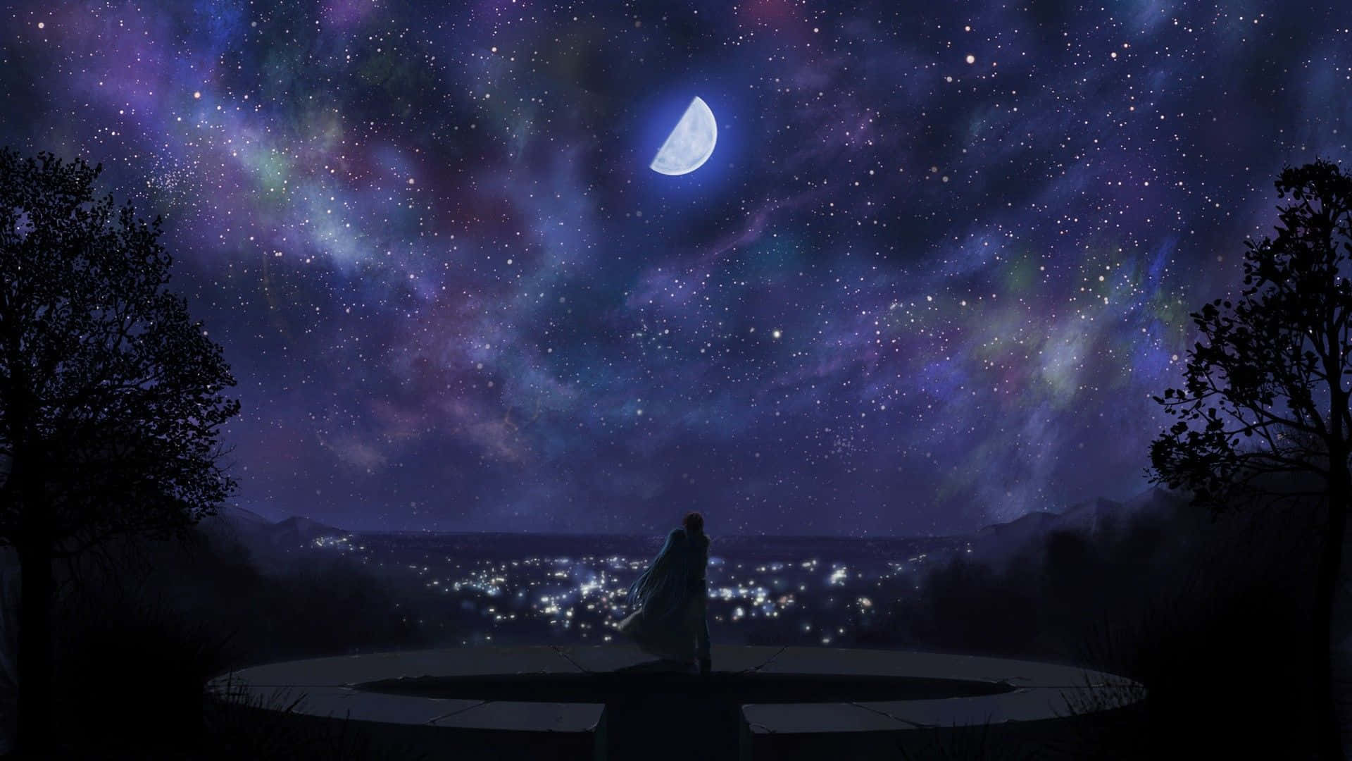 Μαγευτικό Anime Τοπίο με Δέντρο Κερασιάς Ταπετσαρία