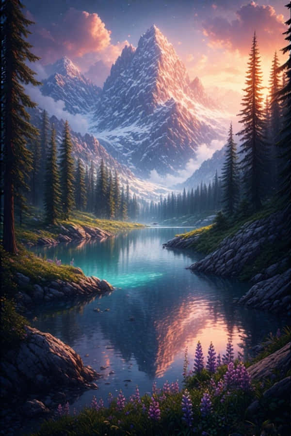 Μαγευτικό Anime Δάσος την Χρυσή Ώρα Wallpaper Ταπετσαρία