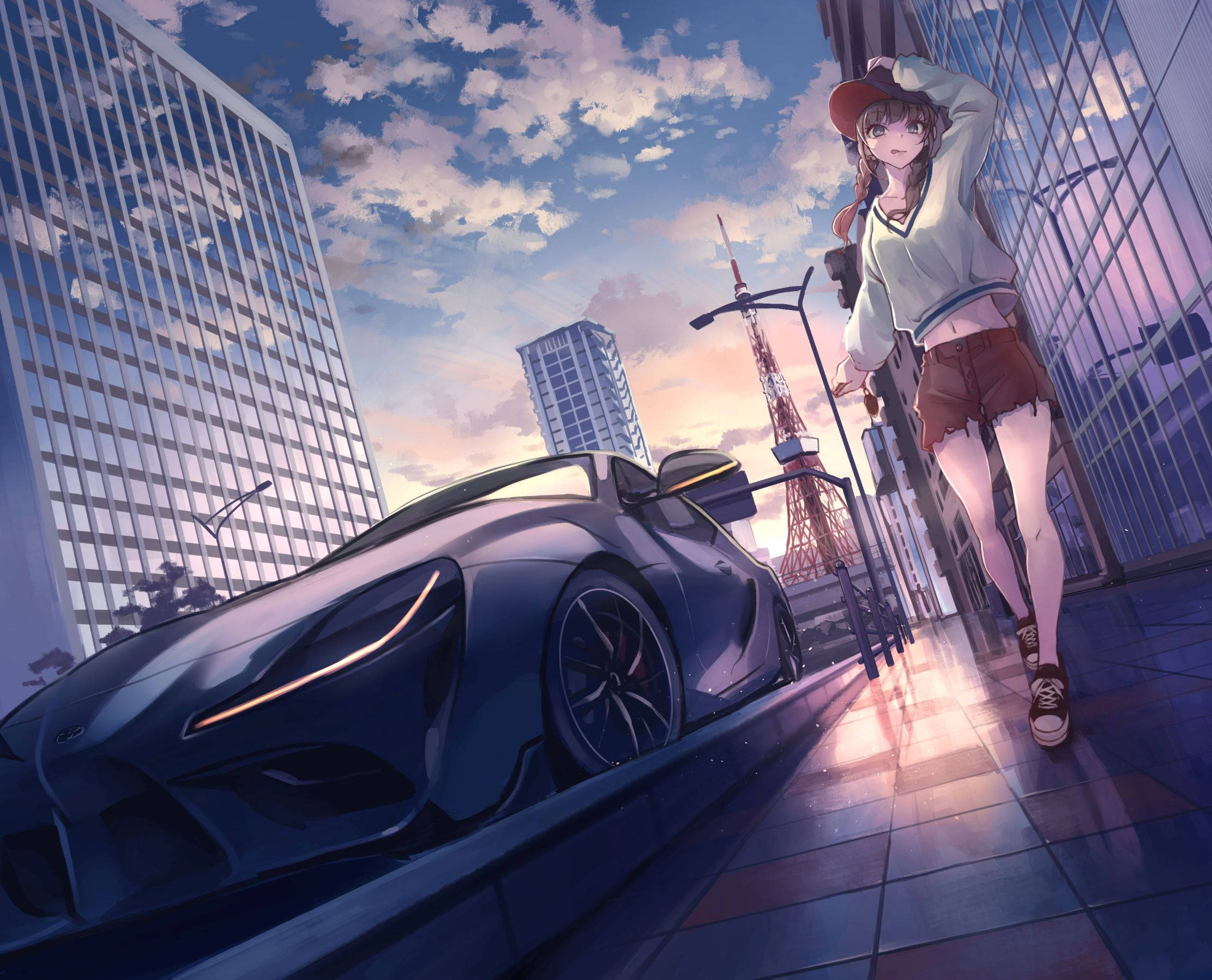 Μαγευτικό Μωβ Supra Anime Αυτοκίνητο που Αποπνέει Γοητεία Ταπετσαρία