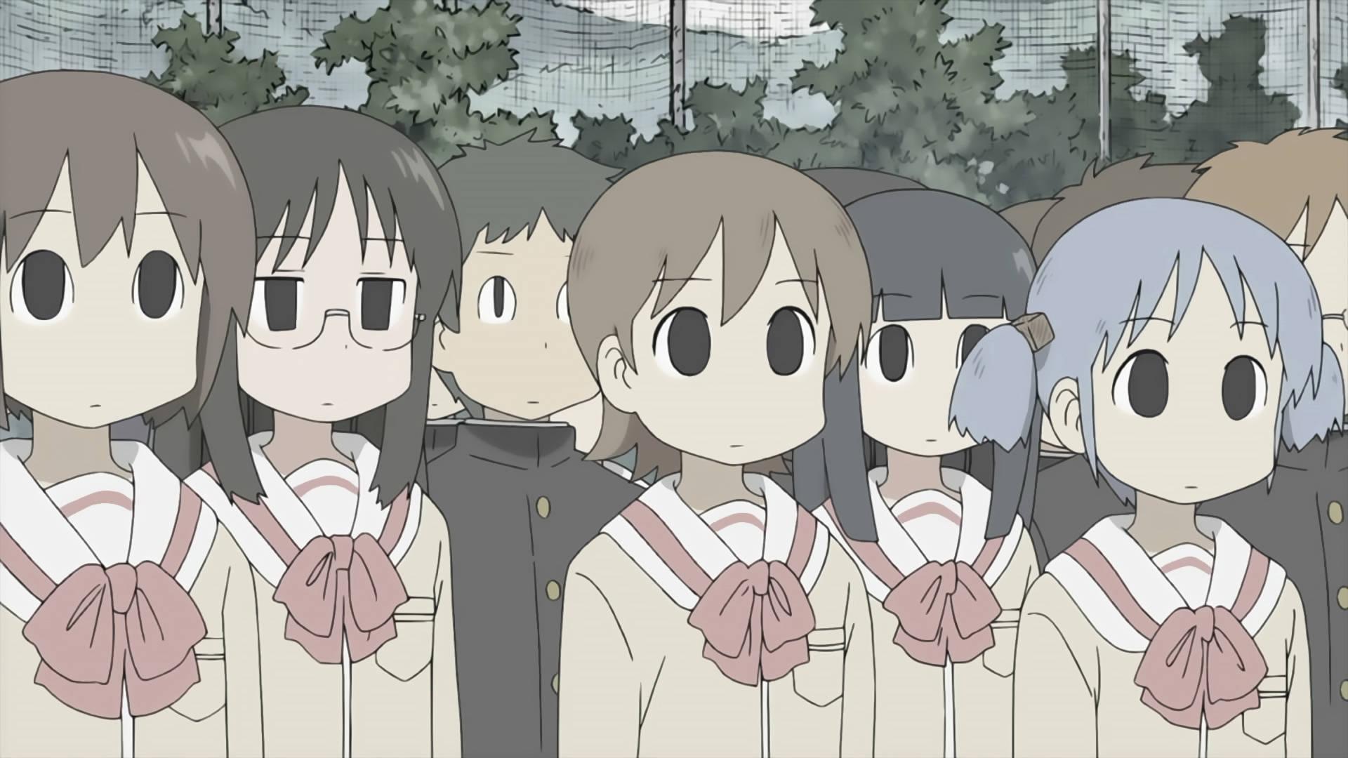 Μαθητές του Nichijou με Θαμπά Χρώματα Ταπετσαρία