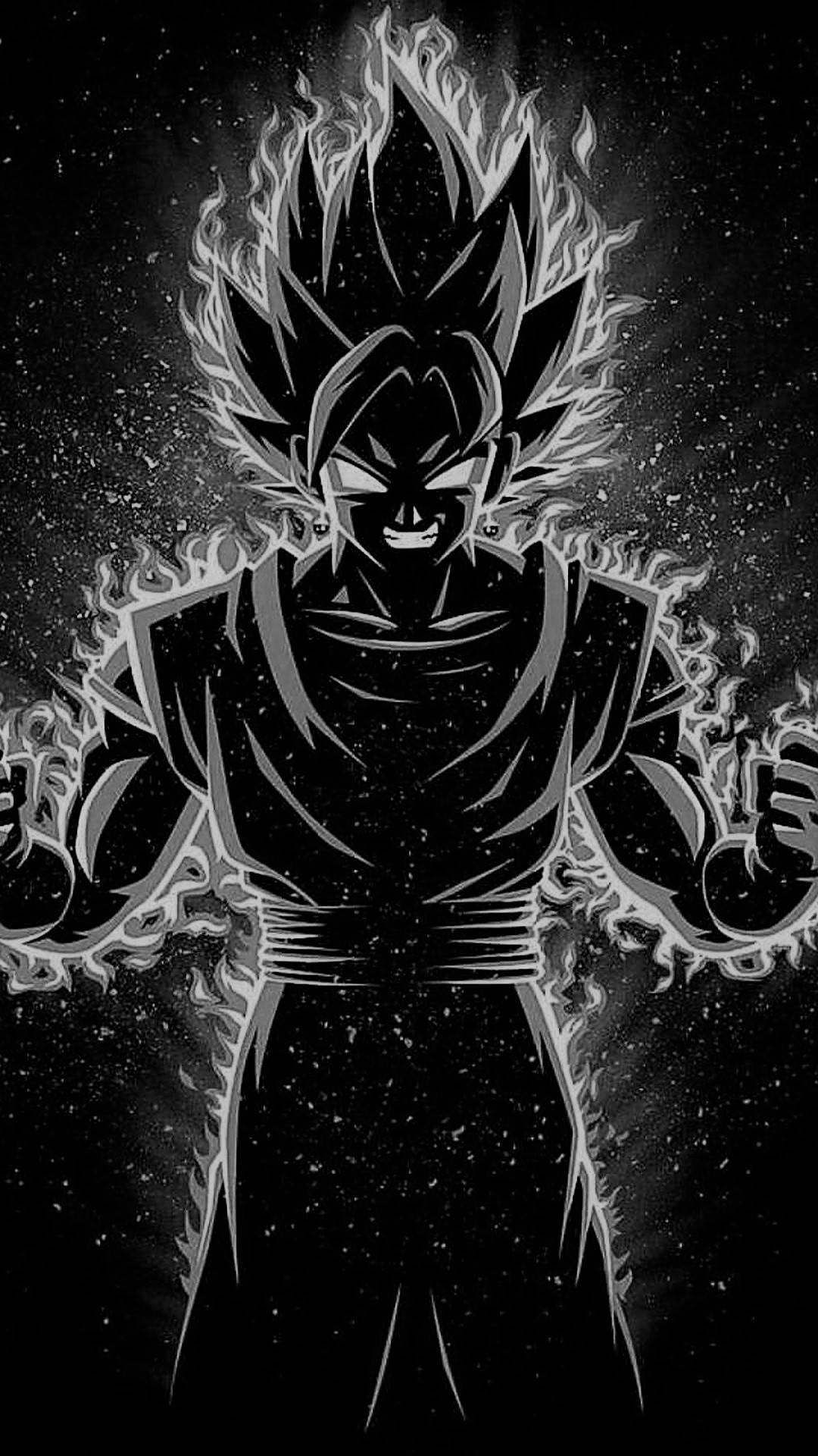 Μαινόμενος Goku σε Ασπρόμαυρο Ταπετσαρία