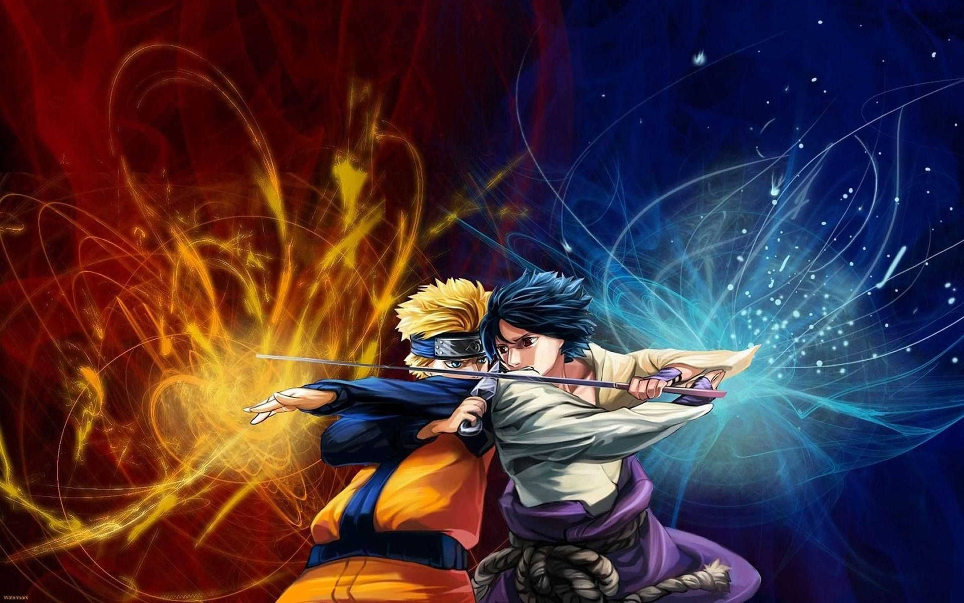 Μαχόμενοι Sasuke και Naruto iPad — Cool naruto GIF Ταπετσαρία