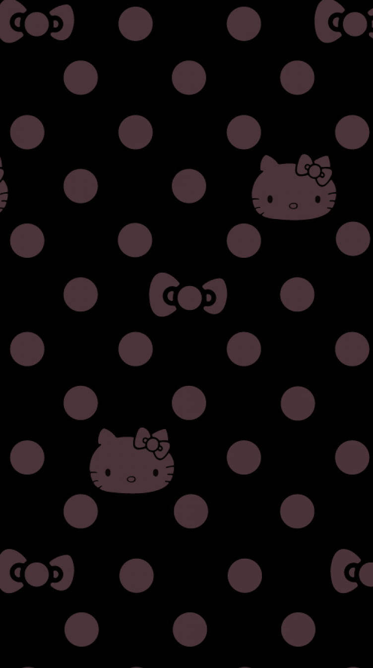 Μαύρες και Μωβ Κουκκίδες Hello Kitty Ταπετσαρία