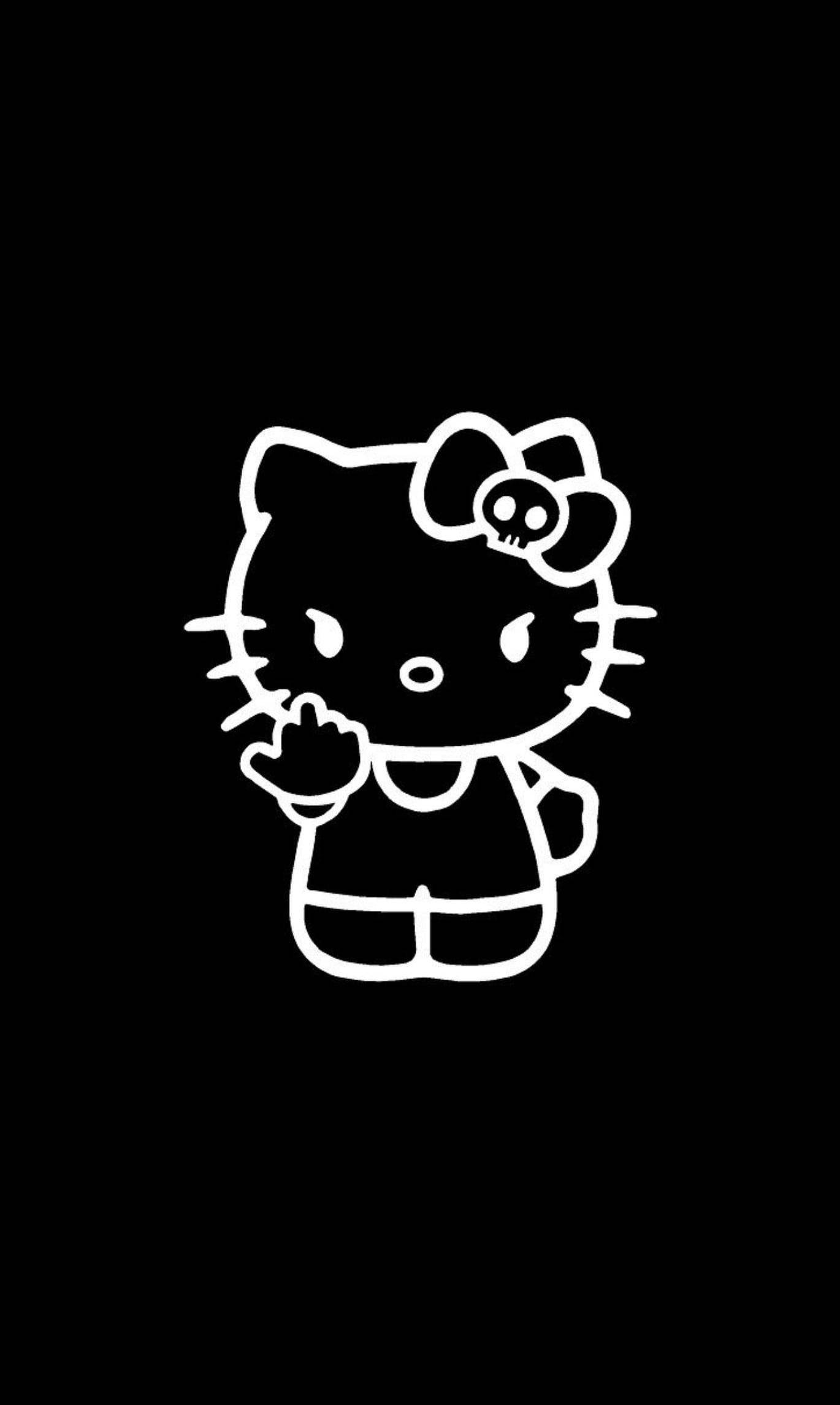 Μαύρη Hello Kitty με χειρονομία αισχρότητας Ταπετσαρία