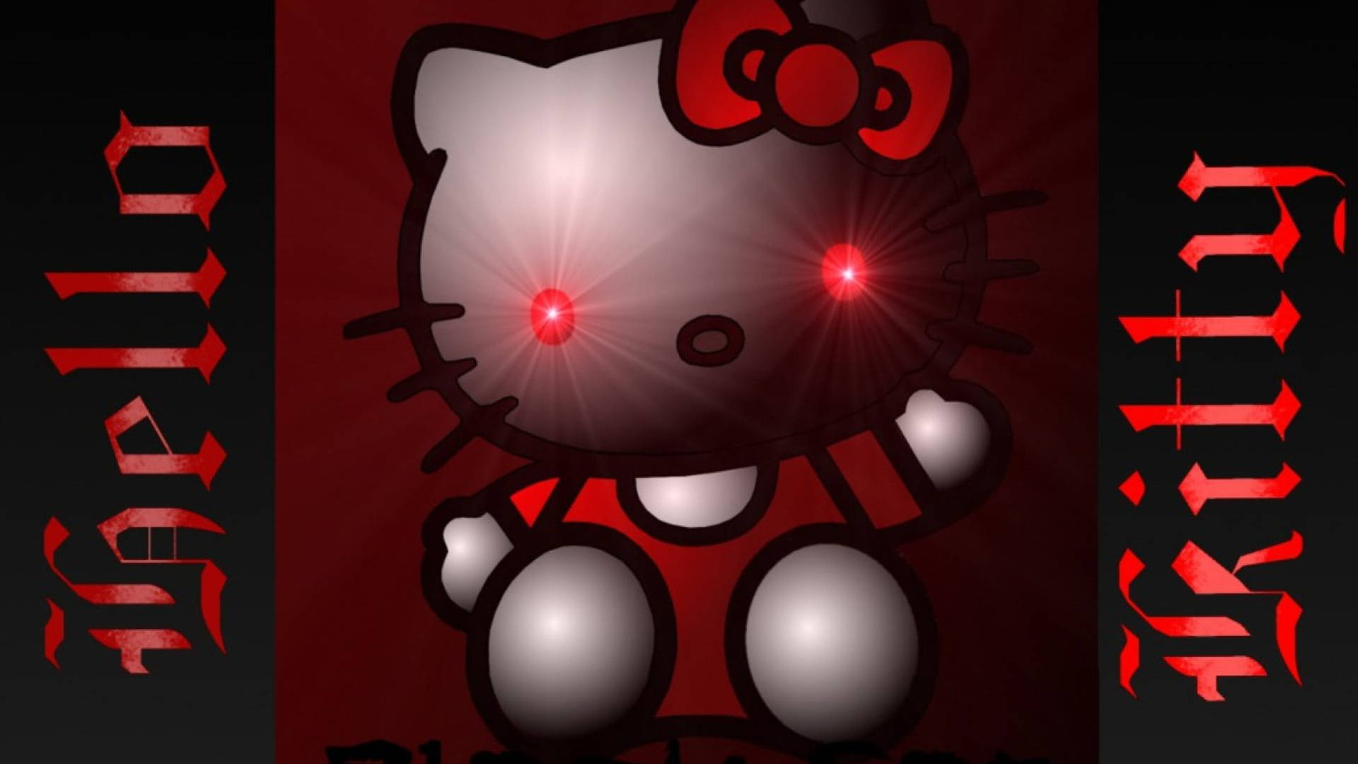 Μαύρη Hello Kitty με Κόκκινα Μάτια Ταπετσαρία