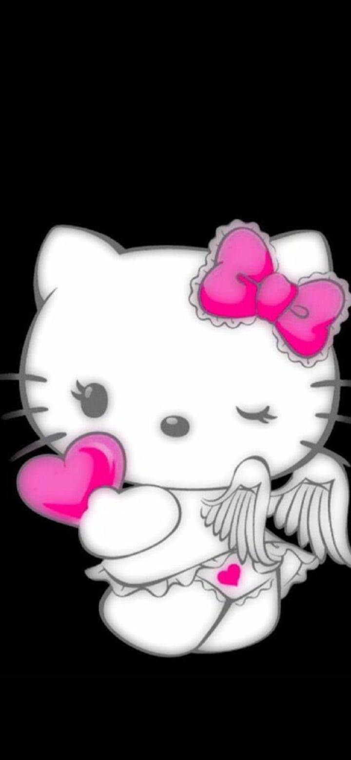 Μαύρη Hello Kitty σε Φτερό Αγγέλου Ταπετσαρία