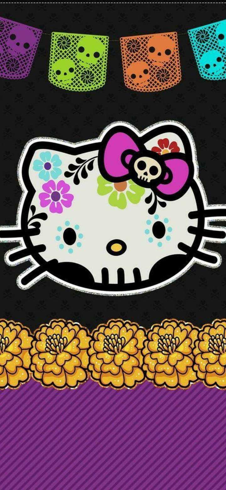 Μαύρη Hello Kitty Dia De Los Muertos Ταπετσαρία