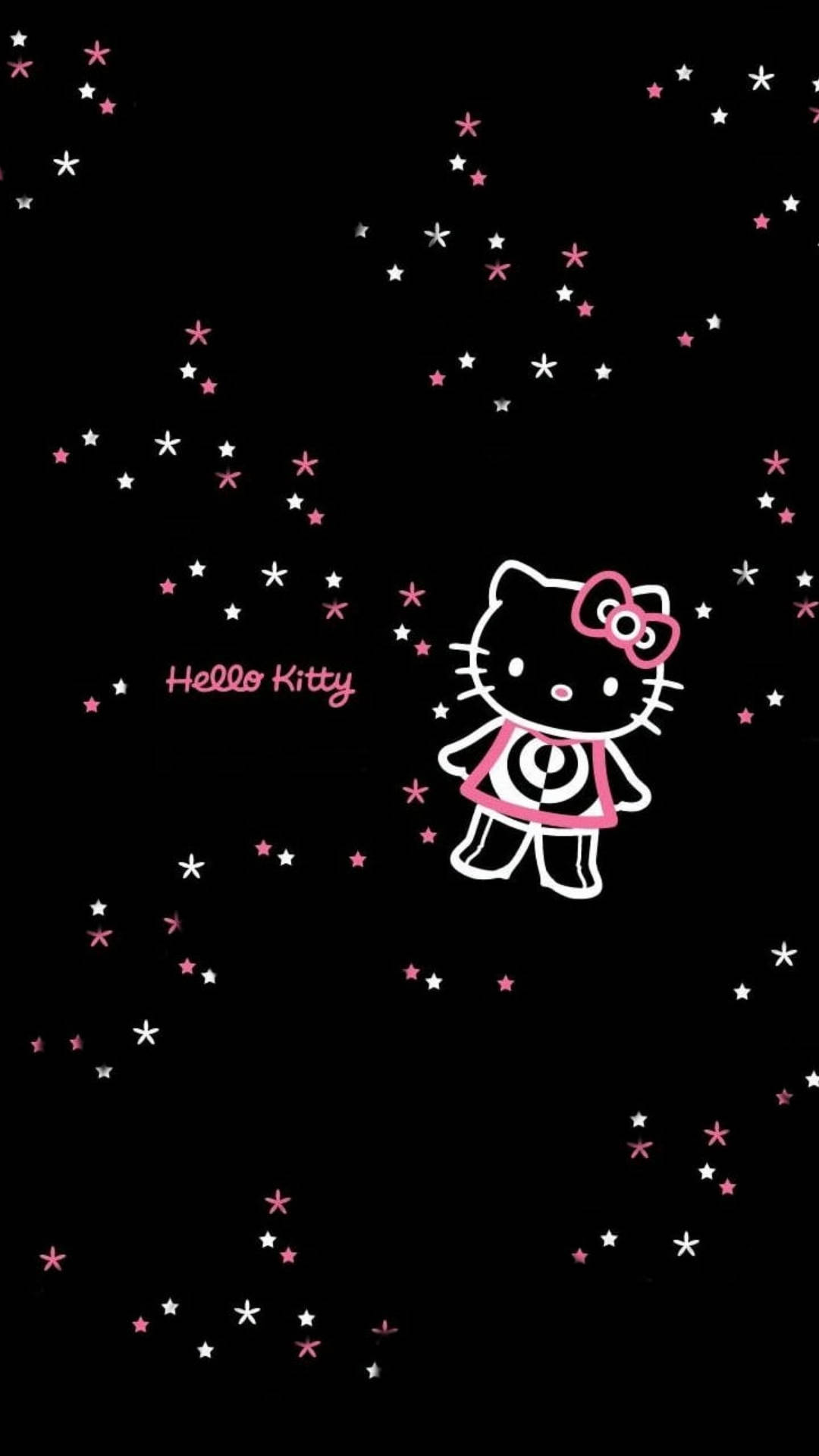Μαύρη Hello Kitty με Αστέρια Ταπετσαρία