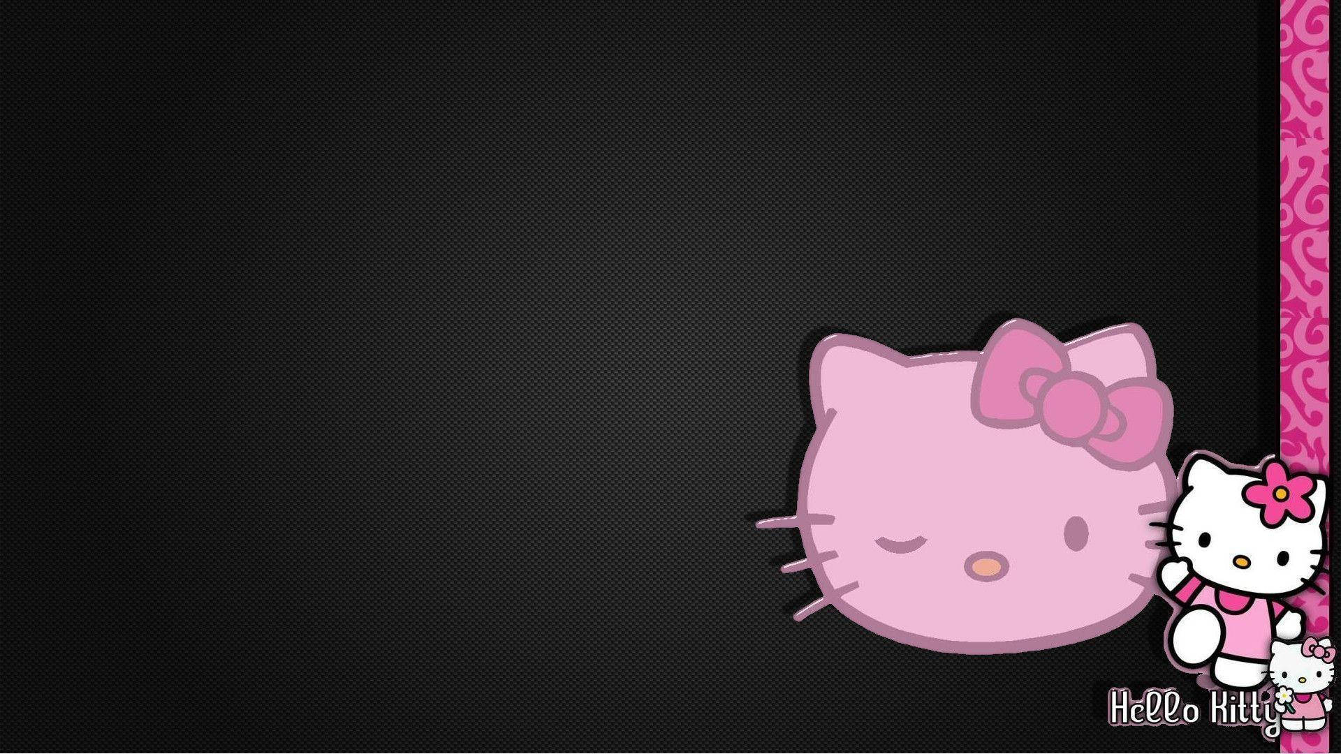 Μαύρη Υφή Hello Kitty με Περίγραμμα Ταπετσαρία