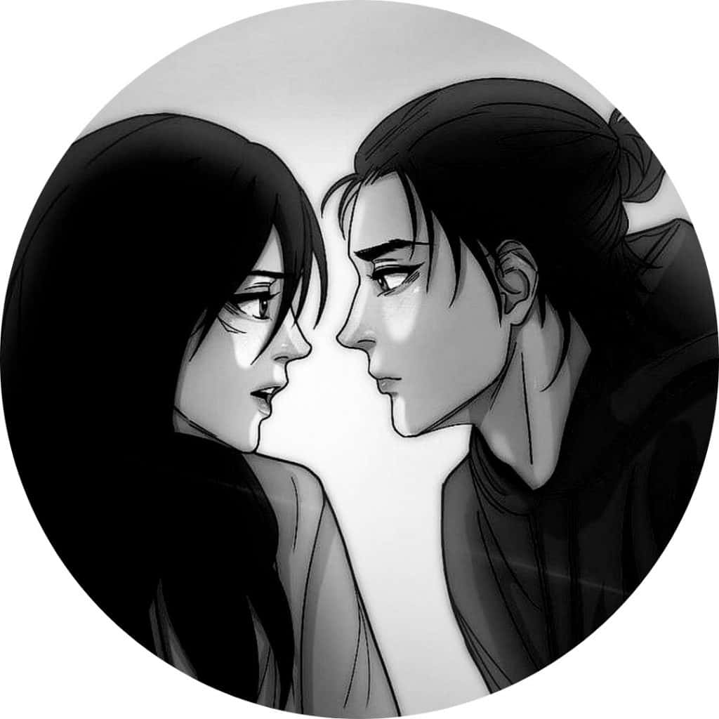 Μαύρο Anime Pfp Mikasa και Eren Ταπετσαρία