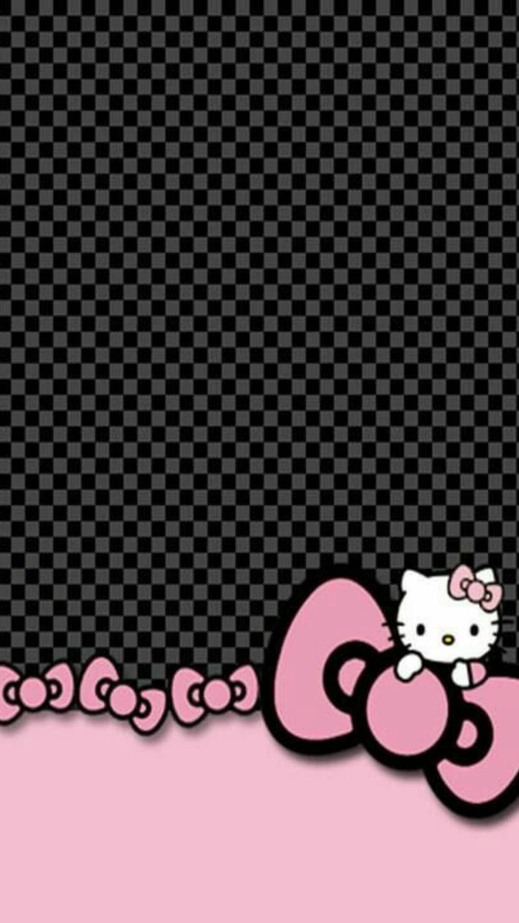 Μαύρο Καρό Μοτίβο Hello Kitty Ταπετσαρία