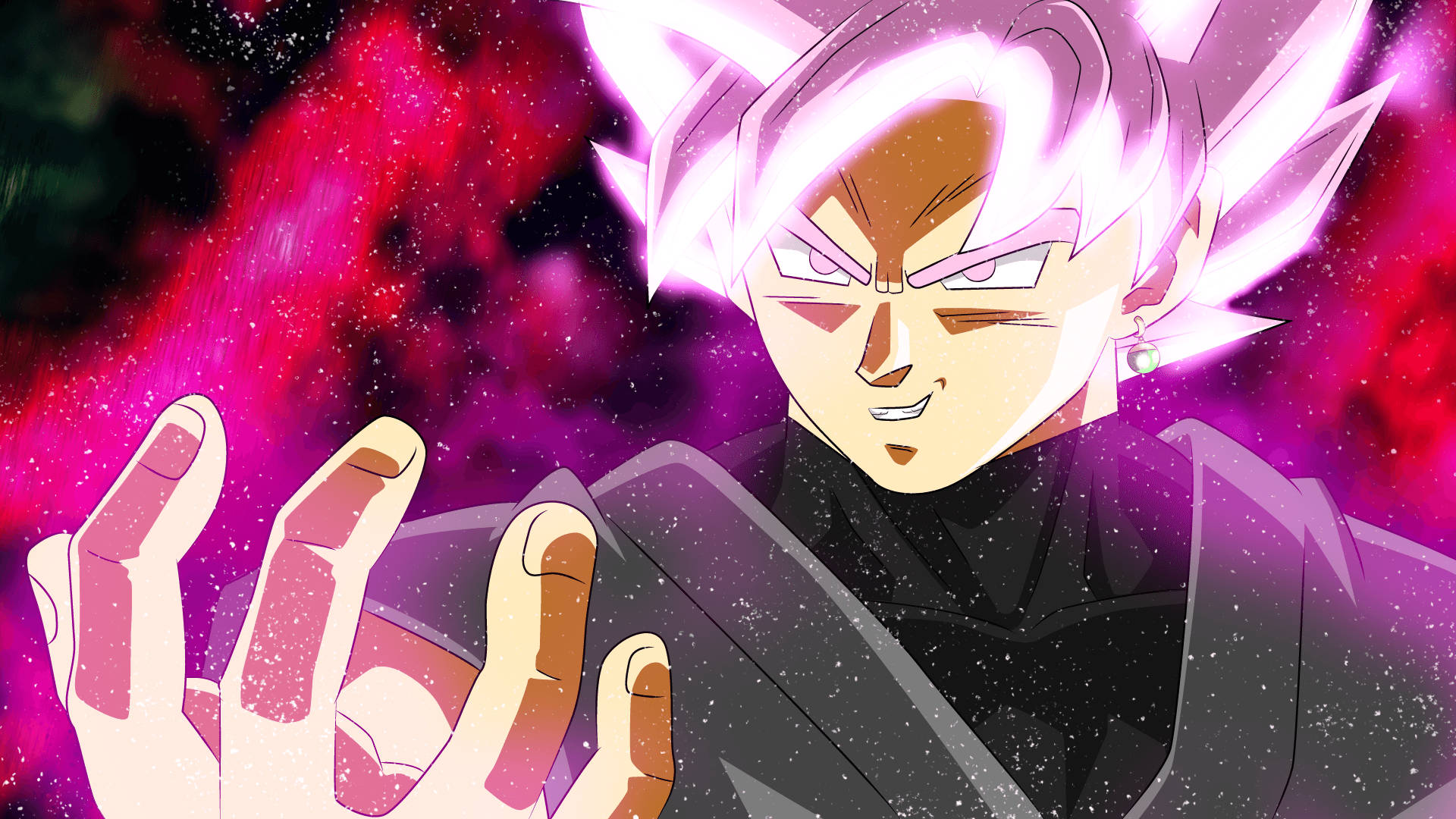 Μαύρος Goku με Λαμπερά Ροζ Μαλλιά Ταπετσαρία