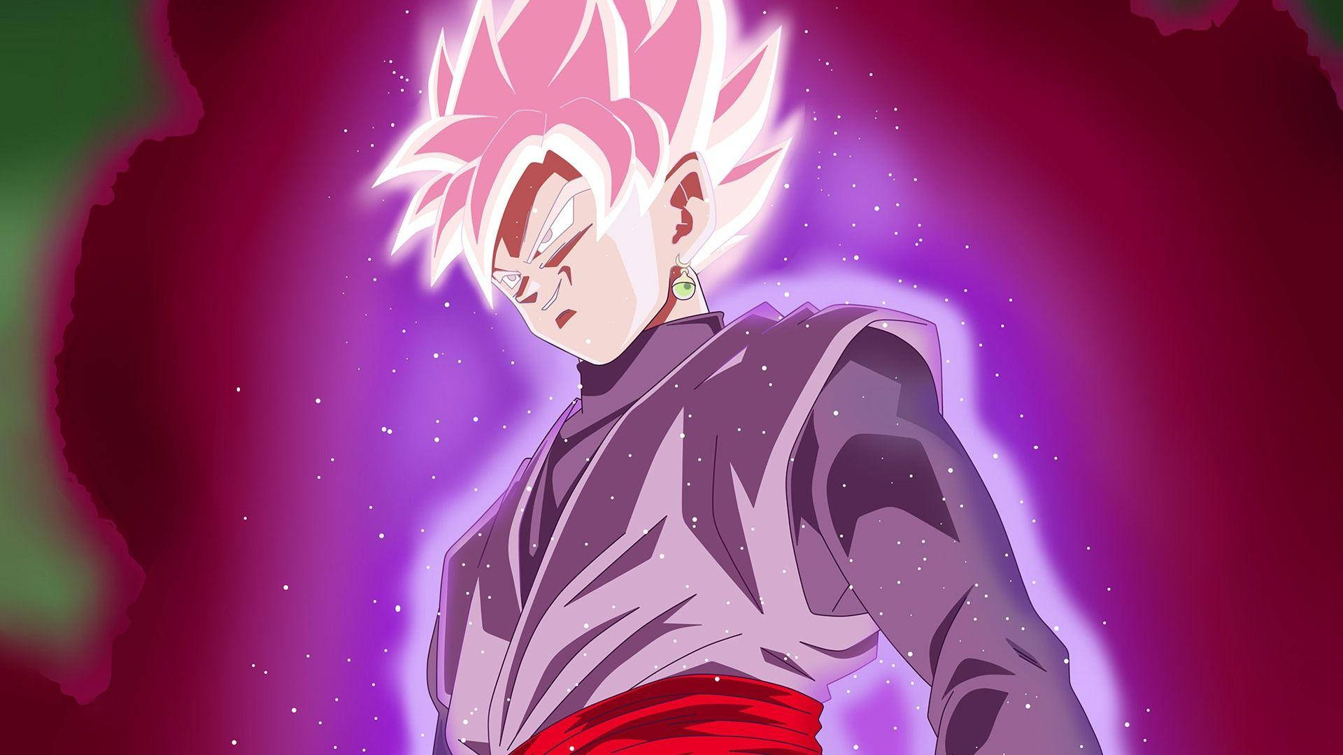 Μαύρος Goku με Ροζ Λαμπερή Αύρα Ταπετσαρία