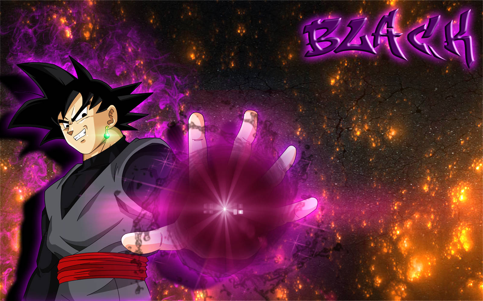 Μαύρος Goku με Σκούρο Ροζ Σφαίρα Ταπετσαρία