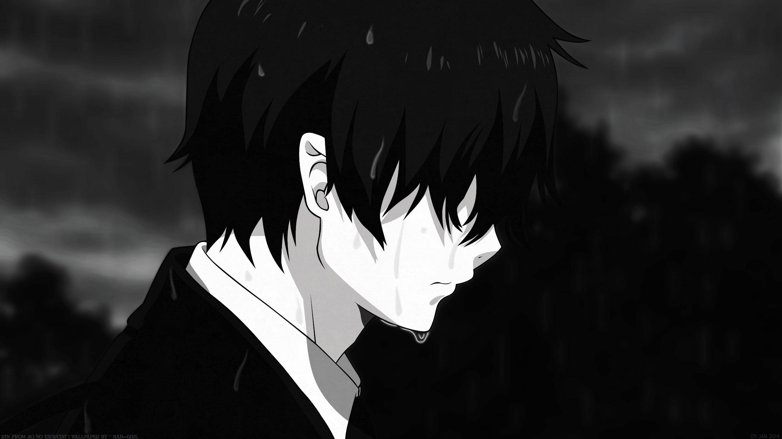 Μελαγχολικό Αγόρι Anime σε Ασπρόμαυρο Ταπετσαρία