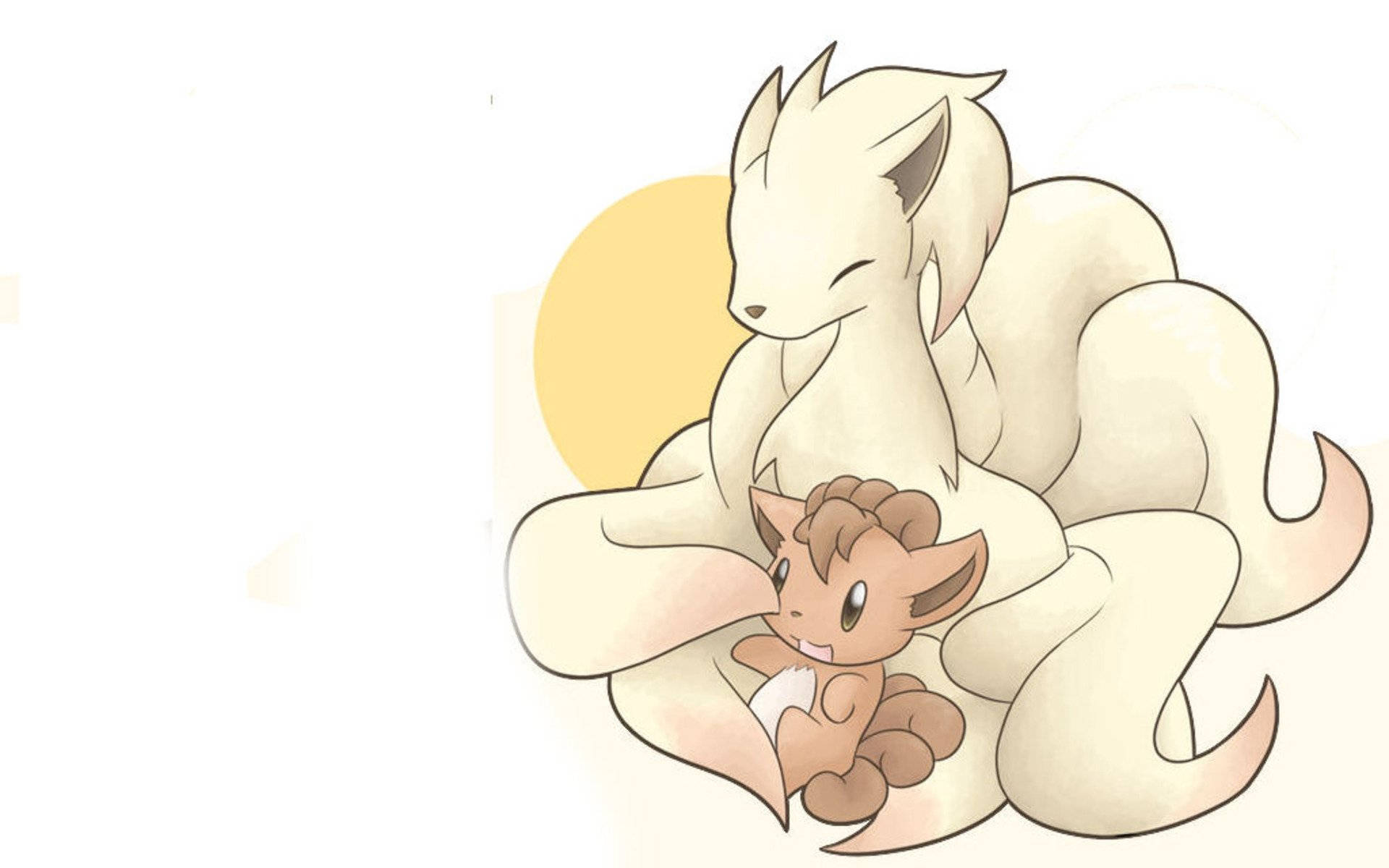 Μια απλή ζωγραφιά των Ninetales και Vulpix Ταπετσαρία