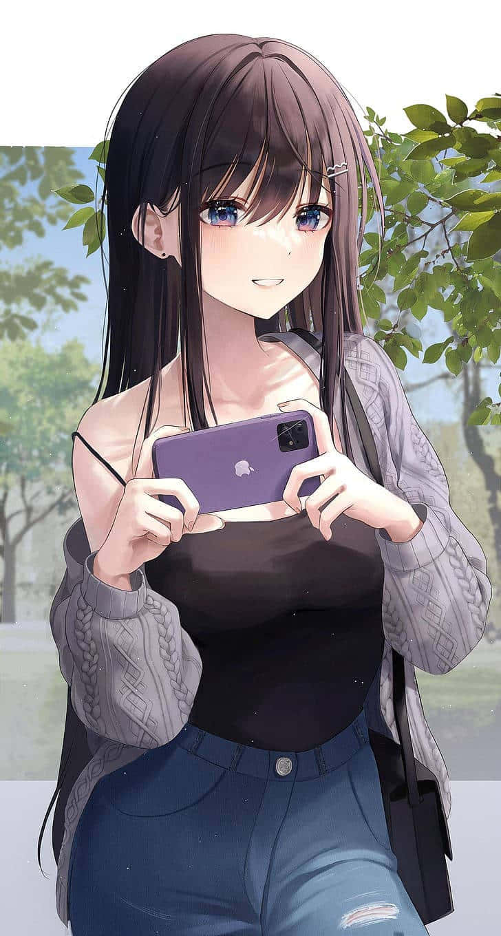 Μια μικρή anime κοπέλα χαιρετά τον κόσμο Ταπετσαρία