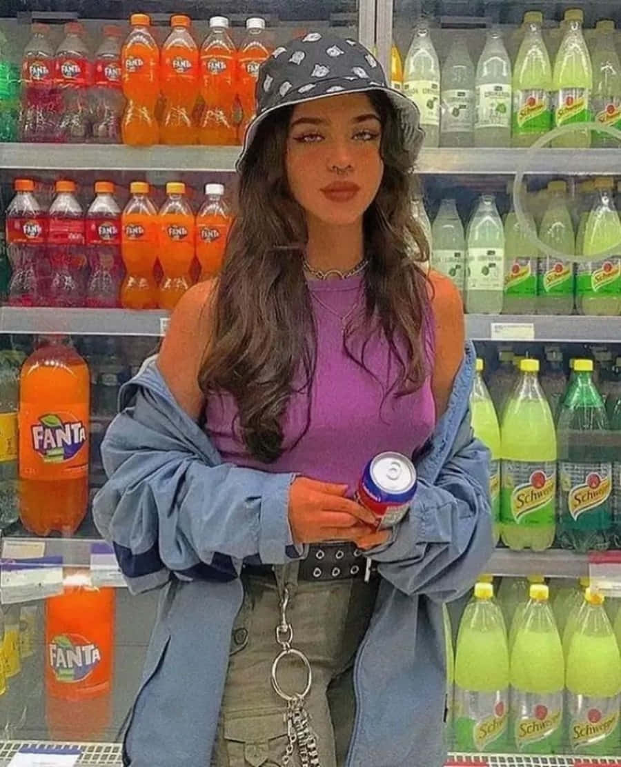Μια νεαρή γυναίκα δείχνει όμορφη και χαλαρή Ταπετσαρία
