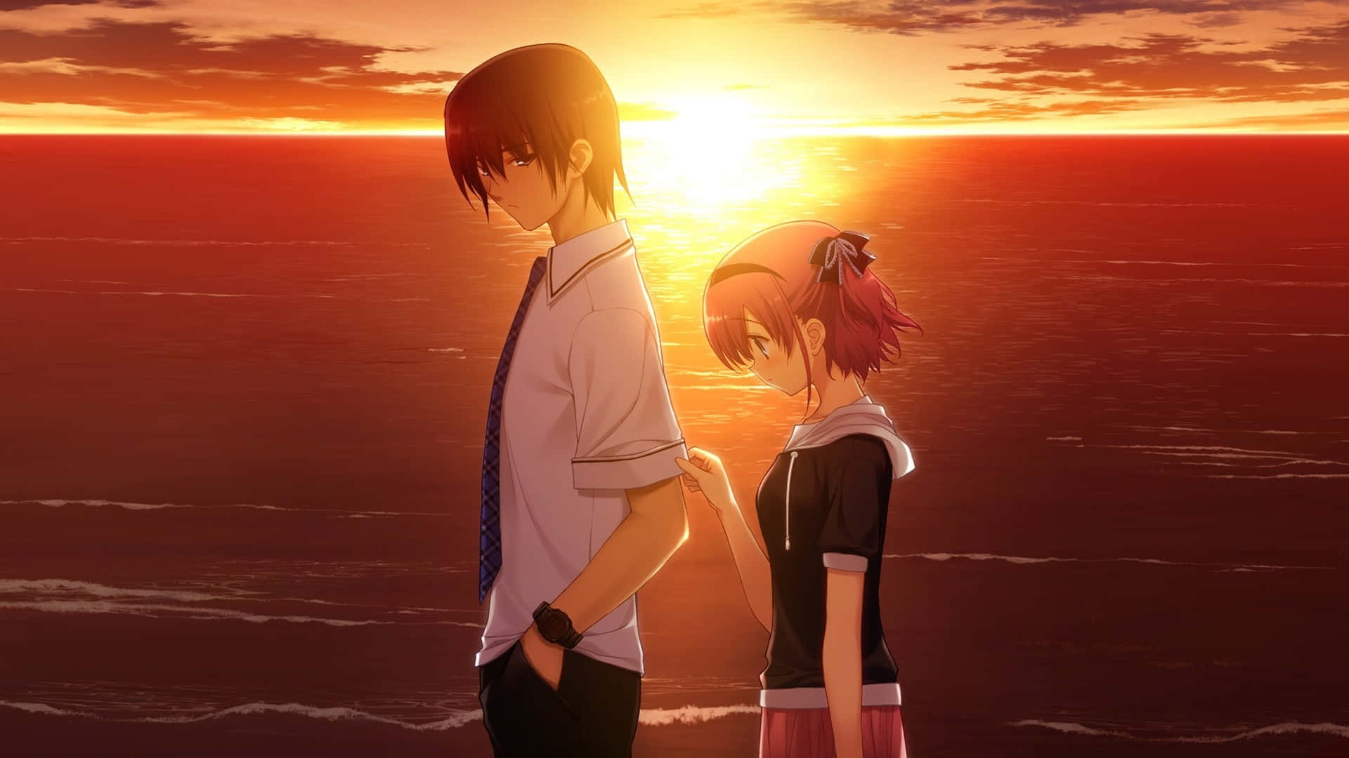 Μια τρυφερή αγκαλιά ανάμεσα σε ένα Anime ζευγάρι Ταπετσαρία