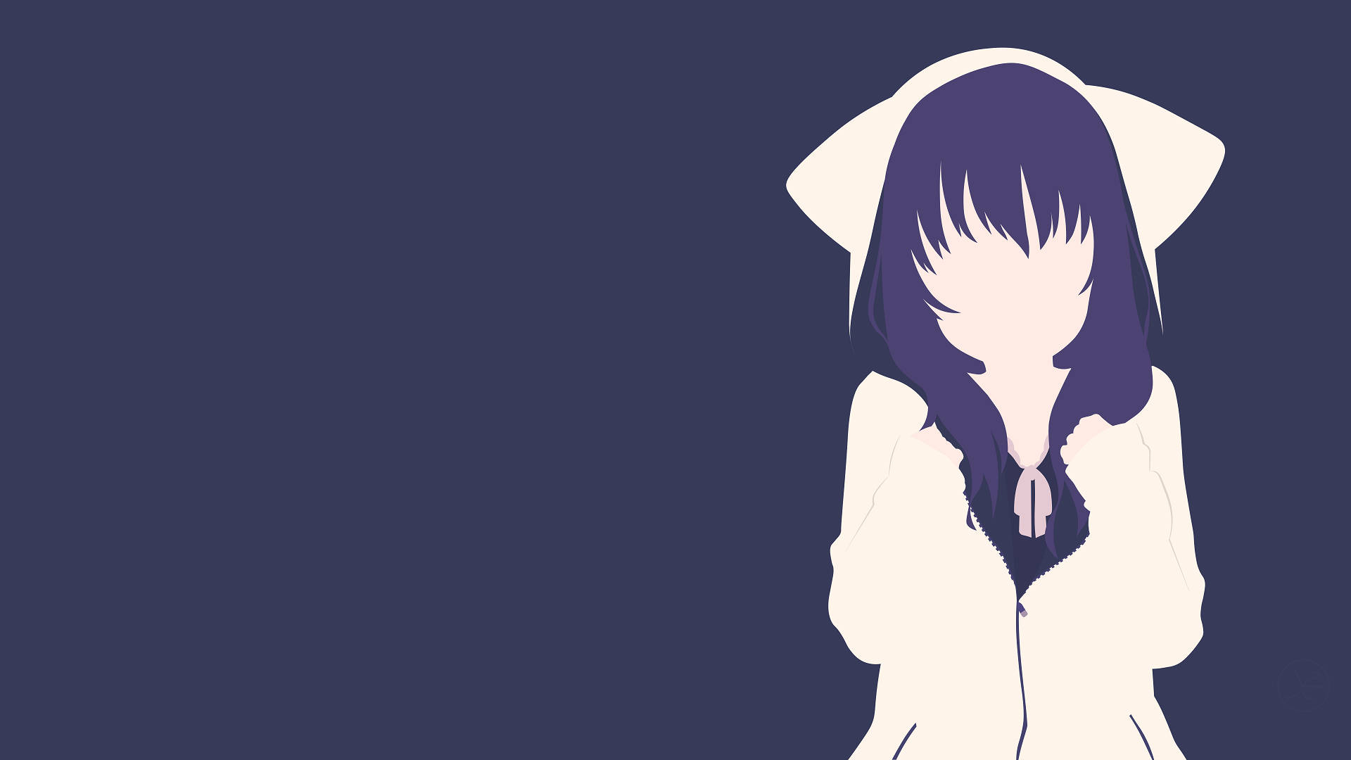 Μινιμαλιστική Anime Κοπέλα με Kawaii Κουκούλα Γάτας Ταπετσαρία
