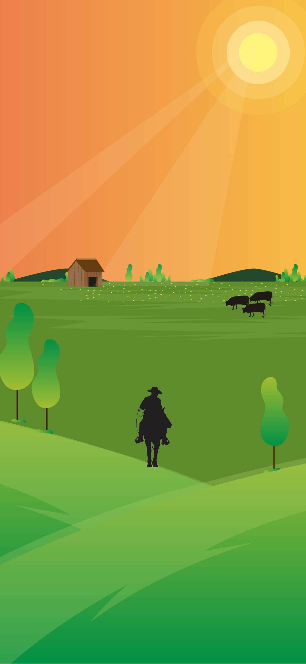 Μινιμαλιστική Διανυσματική Τέχνη Cowboy iPhone Ταπετσαρία