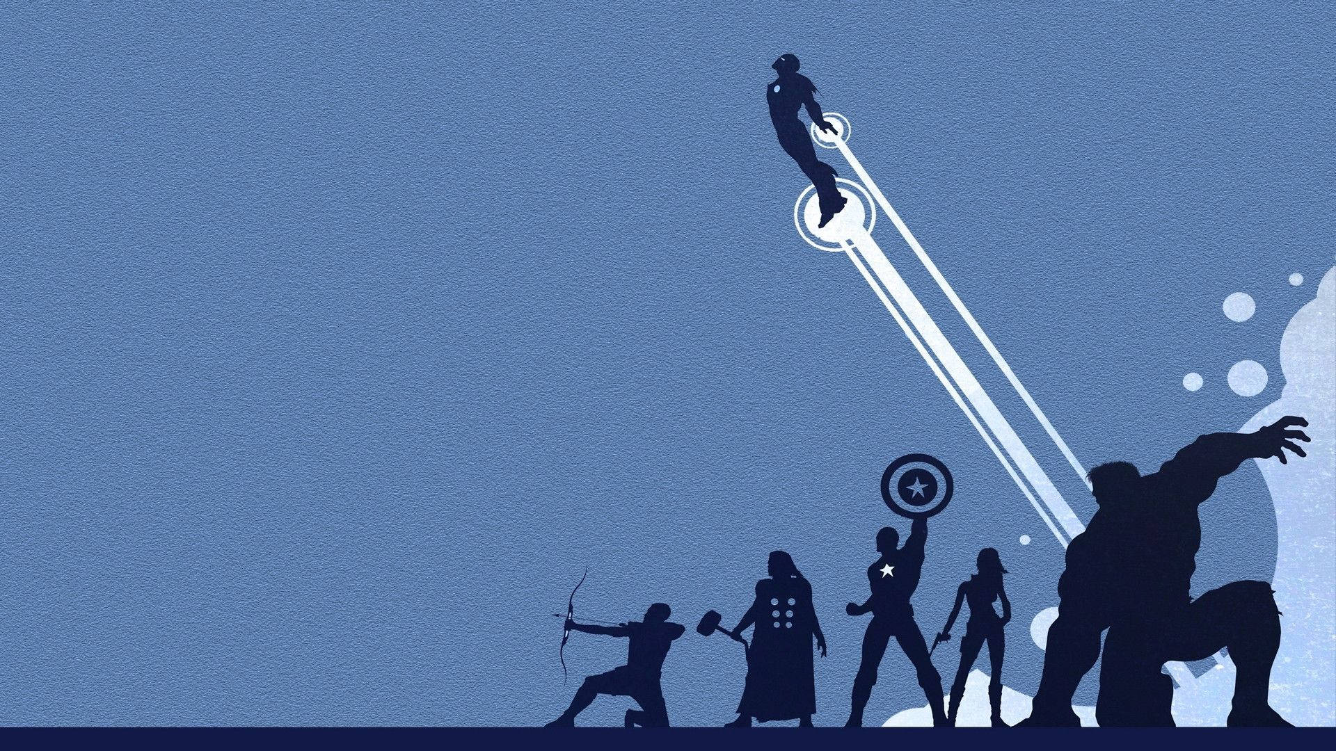 Marvel Μινιμαλιστικό μπλε φόντο με σκιές υπερηρώων. — Marvel Ταπετσαρία