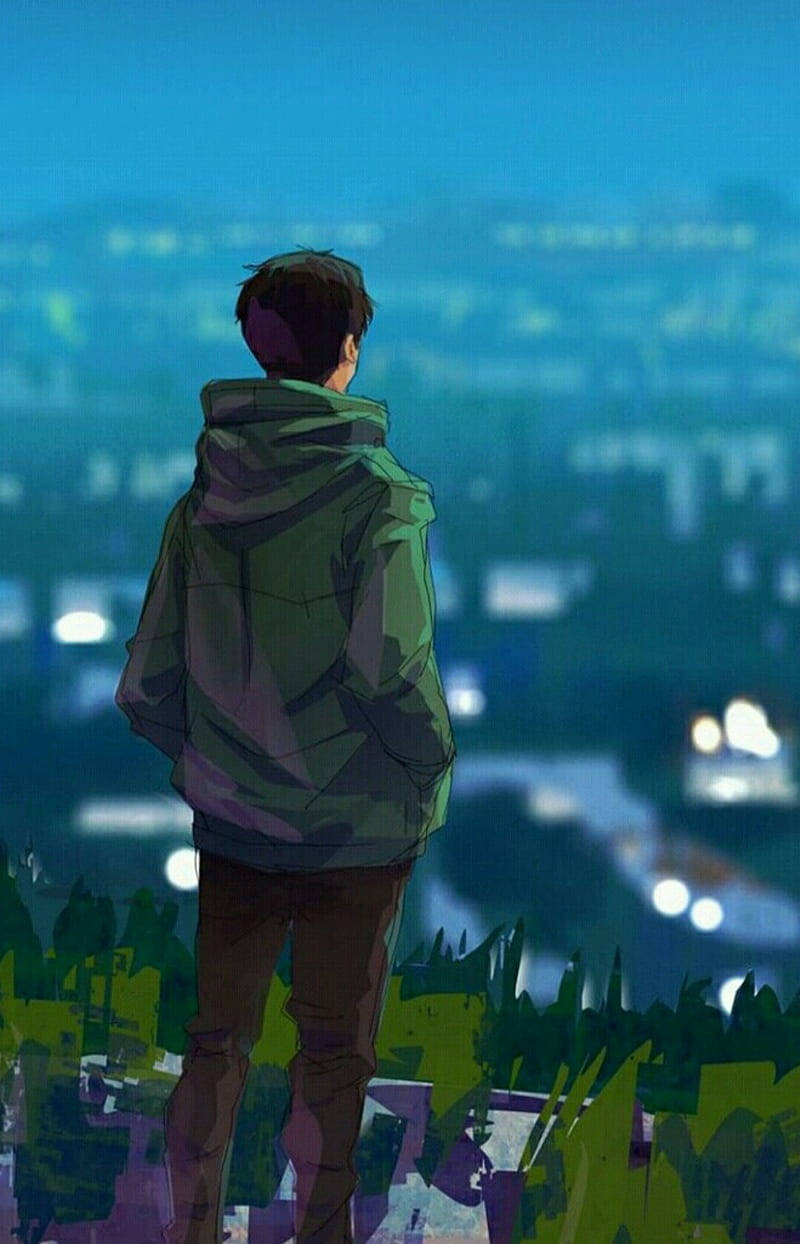 Μοναχικό Αγόρι Anime Πράσινο Στρατιωτικό Μπουφάν Ταπετσαρία