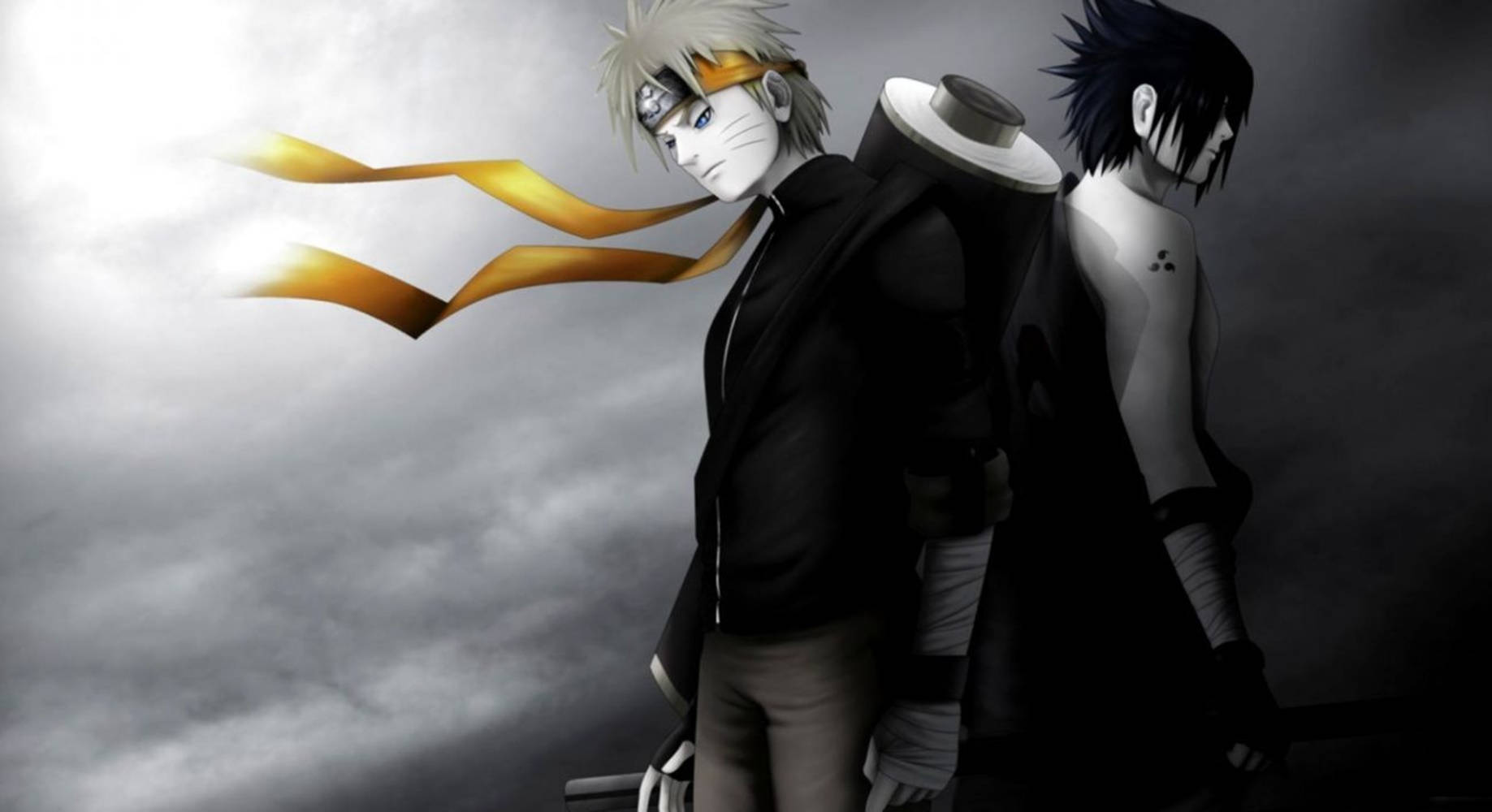 Μουντερός Sasuke Και Naruto Μαύρος Ταπετσαρία