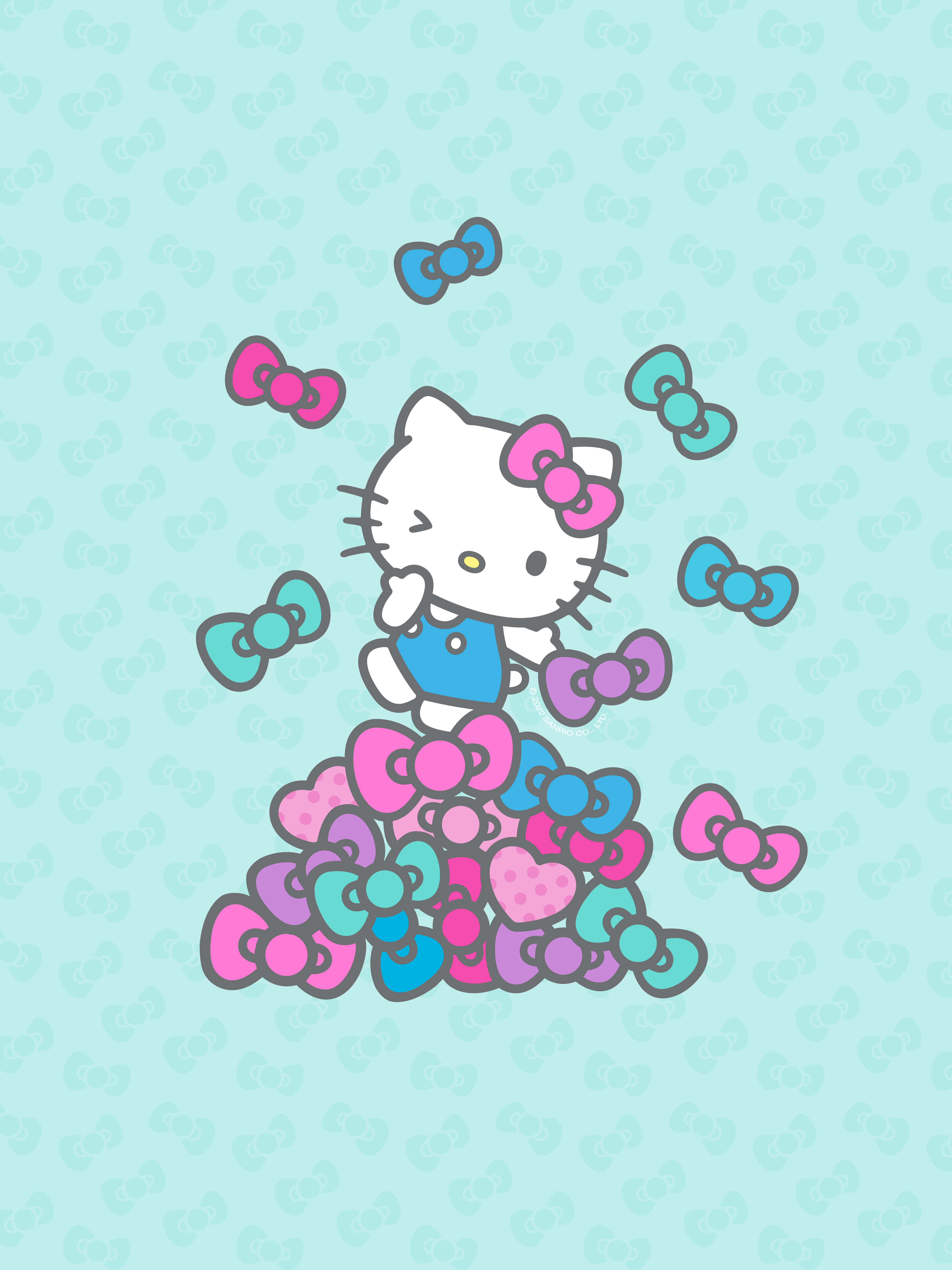 Μπλε και Ροζ Φόντο Hello Kitty Ταπετσαρία