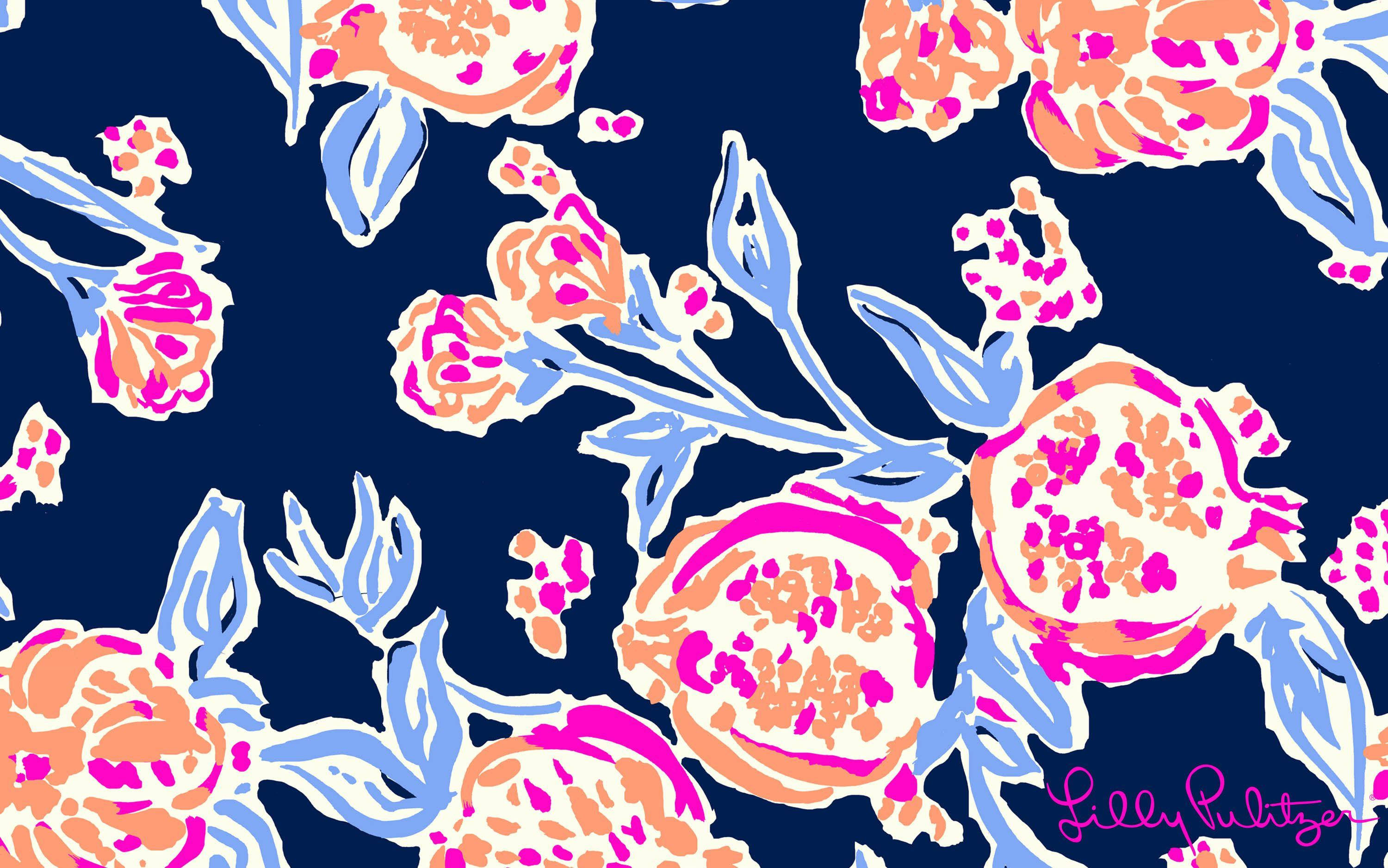 Μπλε Λουλουδένια Επιφάνεια Εργασίας Lilly Pulitzer Ταπετσαρία