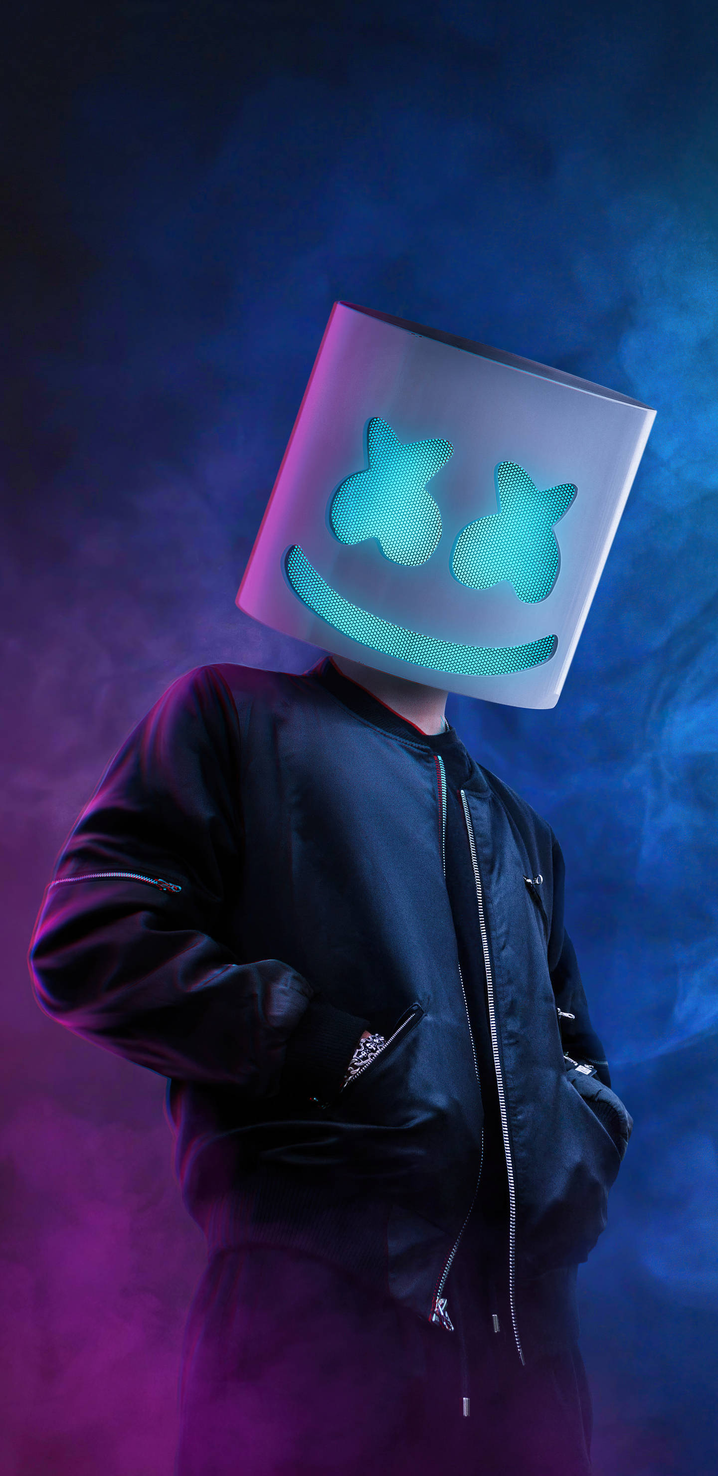 Μπλε Φόντο Marshmello HD iPhone Ταπετσαρία
