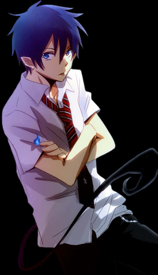 Μυστηριώδες αγόρι anime με μπλε μαλλιά Ταπετσαρία