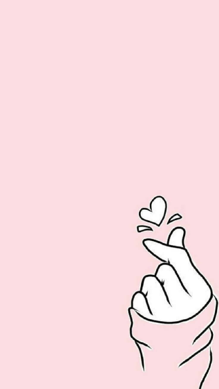 Μωβ Ροζ Saranghae Finger Heart Ταπετσαρία