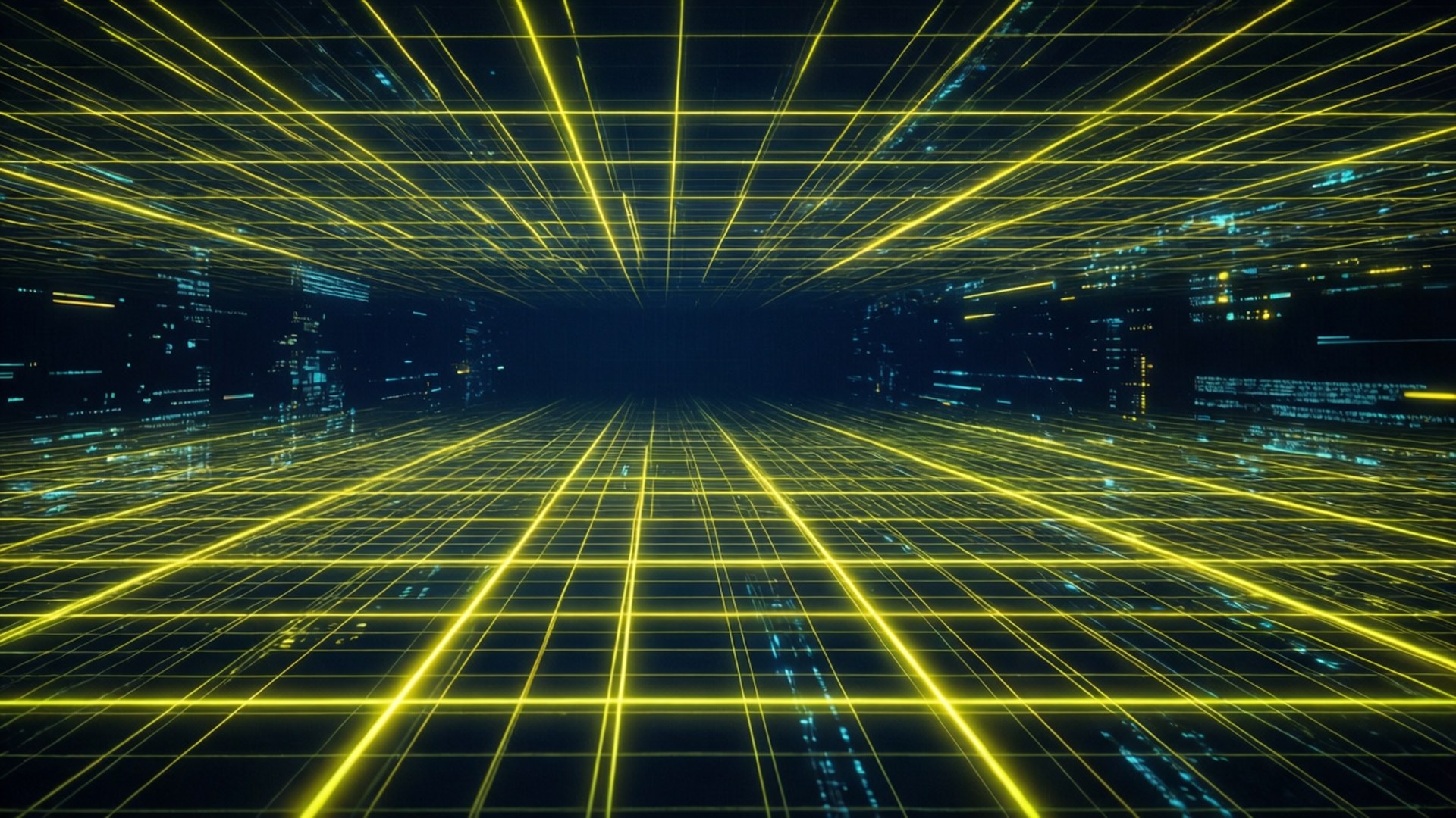 Νέον Κίτρινο Πλέγμα Tron Ταπετσαρία