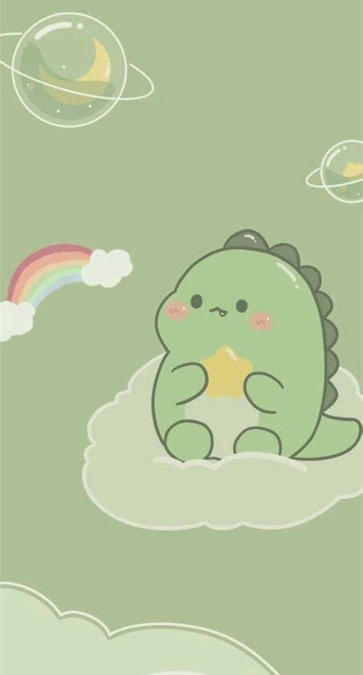 Ντίνο σε Σύννεφο Kawaii iPhone Ταπετσαρία