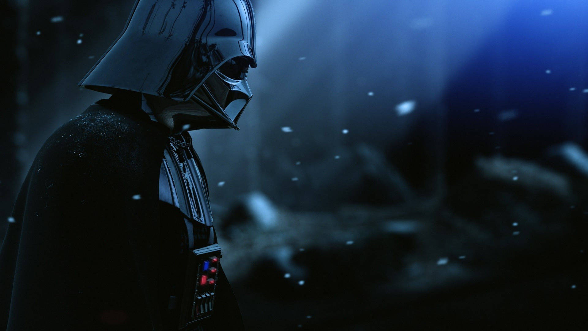 Ταπετσαρία Star Wars του Νταρθ Βέιντερ σε πλάγια όψη με χιονισμένο μαύρο φόντο. — Star Wars Ταπετσαρία
