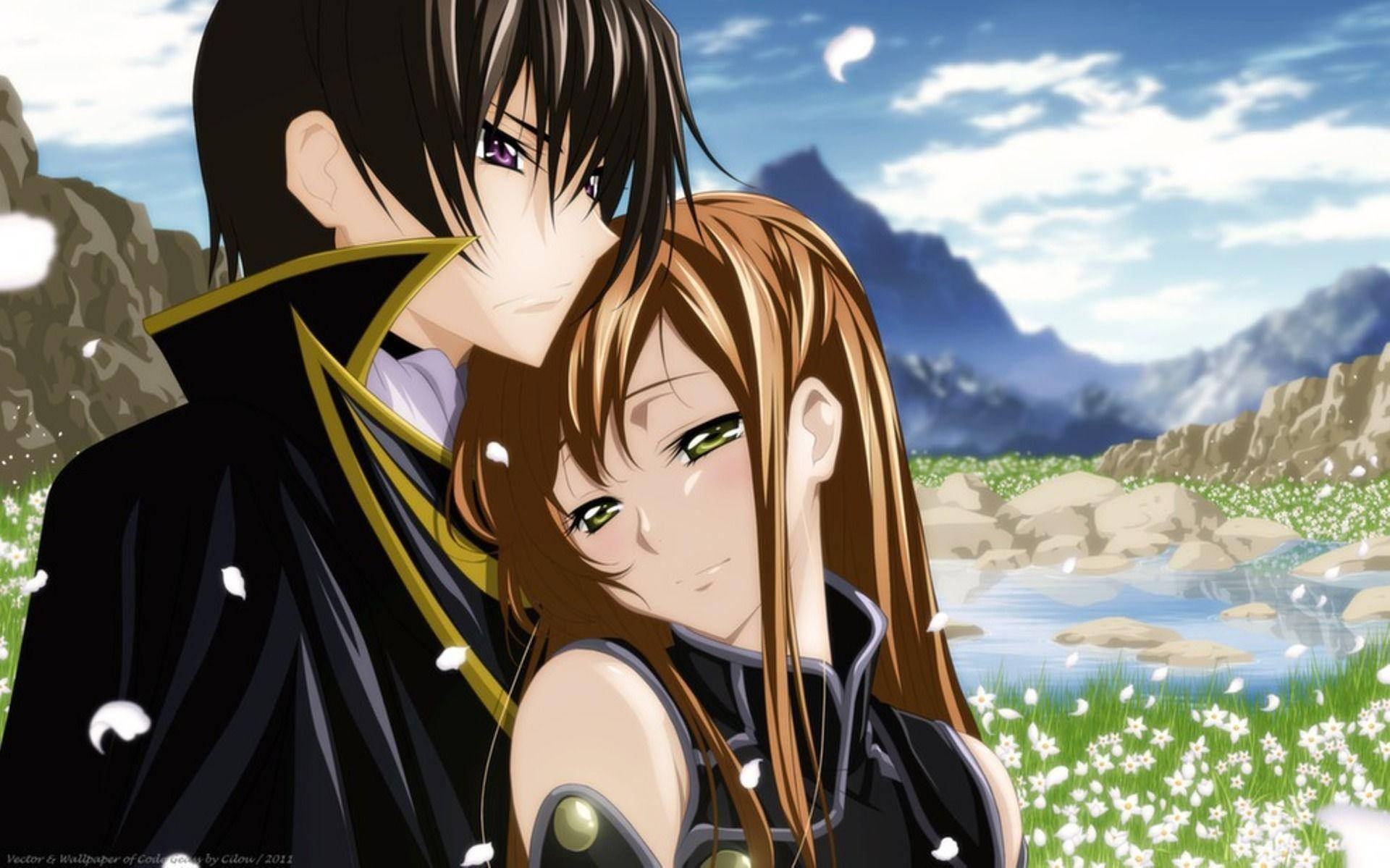 Νυσταγμένο Ανιμέ Ζευγάρι σε Αγκαλιά Ταπετσαρία