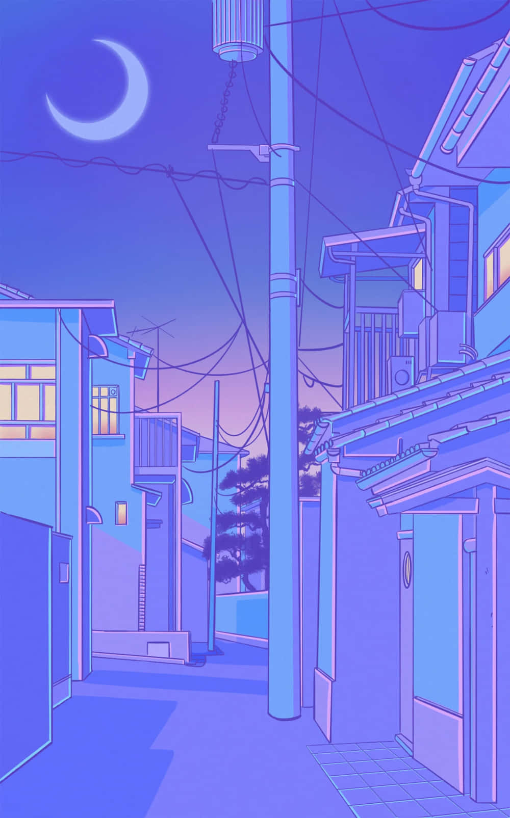 Νύχτα στο Μωβ Χωριό Anime του Τόκιο Ταπετσαρία