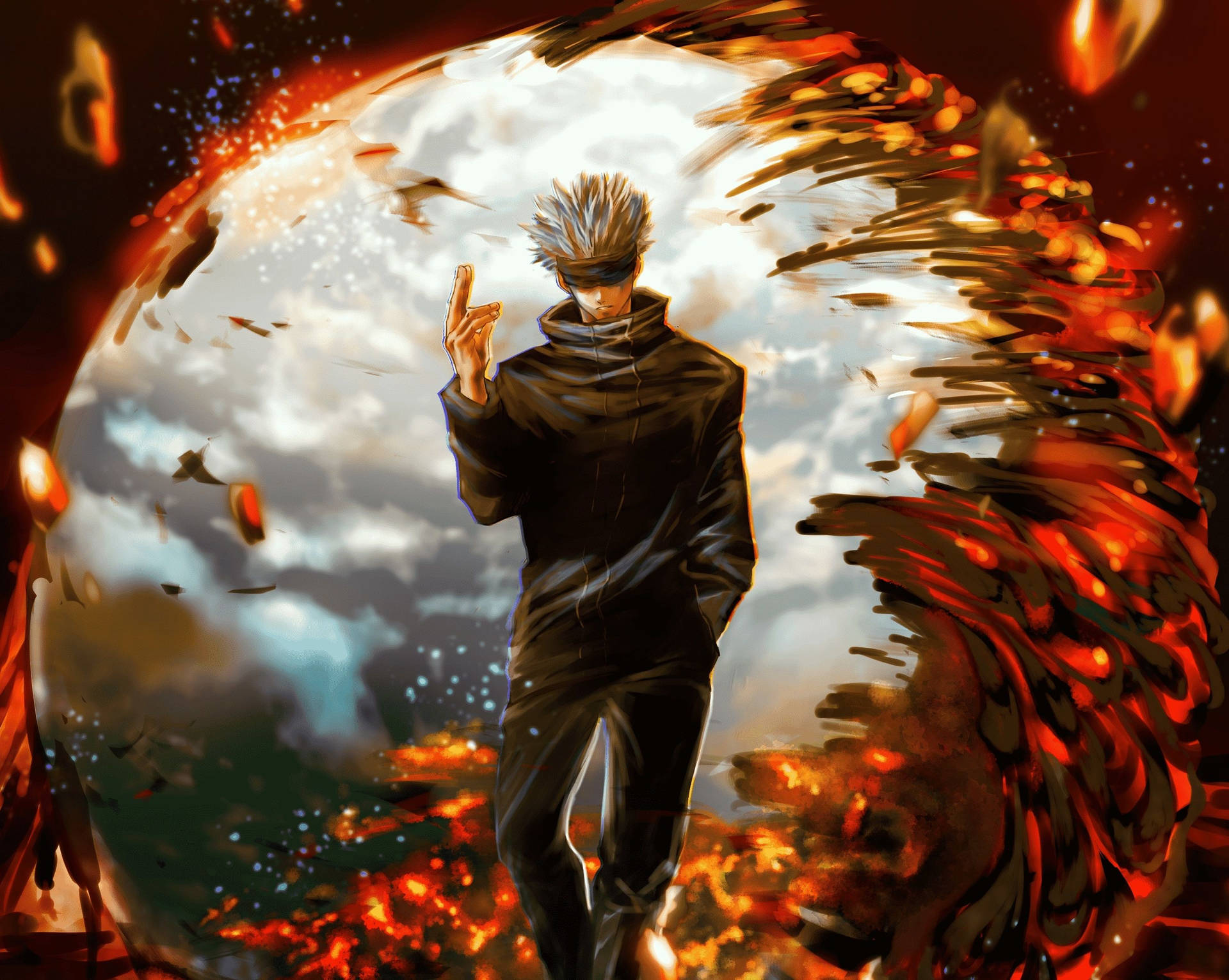 Saturo Gojo με λάβα σε ταπετσαρία anime Jujutsu Kaisen — Jujutsu Kaisen Ταπετσαρία
