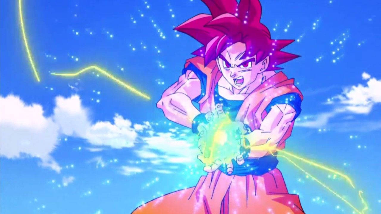 Dragon Ball Z Kamehameha κύμα του San Goku με μπλε μπάλα φωτιάς, anime super saiyan. — Dragon Ball Ταπετσαρία