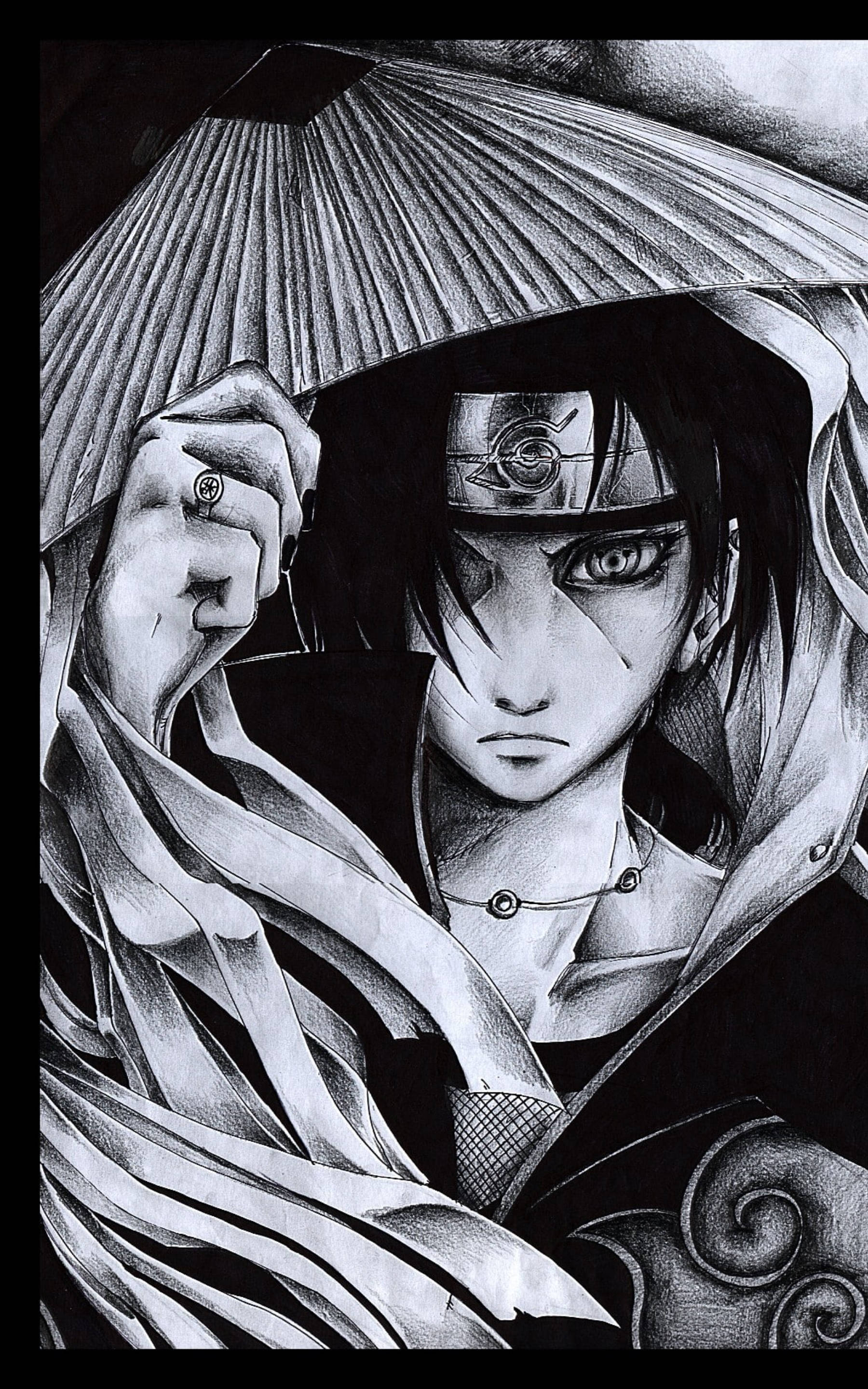 Ο Itachi Σε Μαύρο Σχέδιο Με Μελάνι Ταπετσαρία