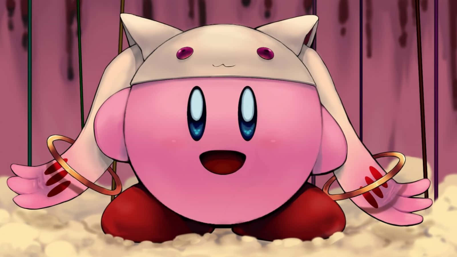 "Ο Kirby πετά ψηλά σε ένα όμορφο νυχτερινό τοπίο" Ταπετσαρία