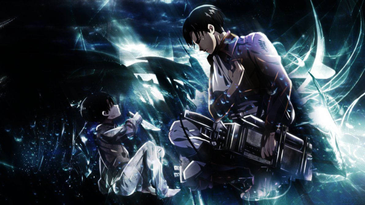Ταπετσαρία Attack On Titan με τον Levi σε θέση οκλαδόν να κοιτάζει τον νεότερο εαυτό του. — Attack On Titan Ταπετσαρία