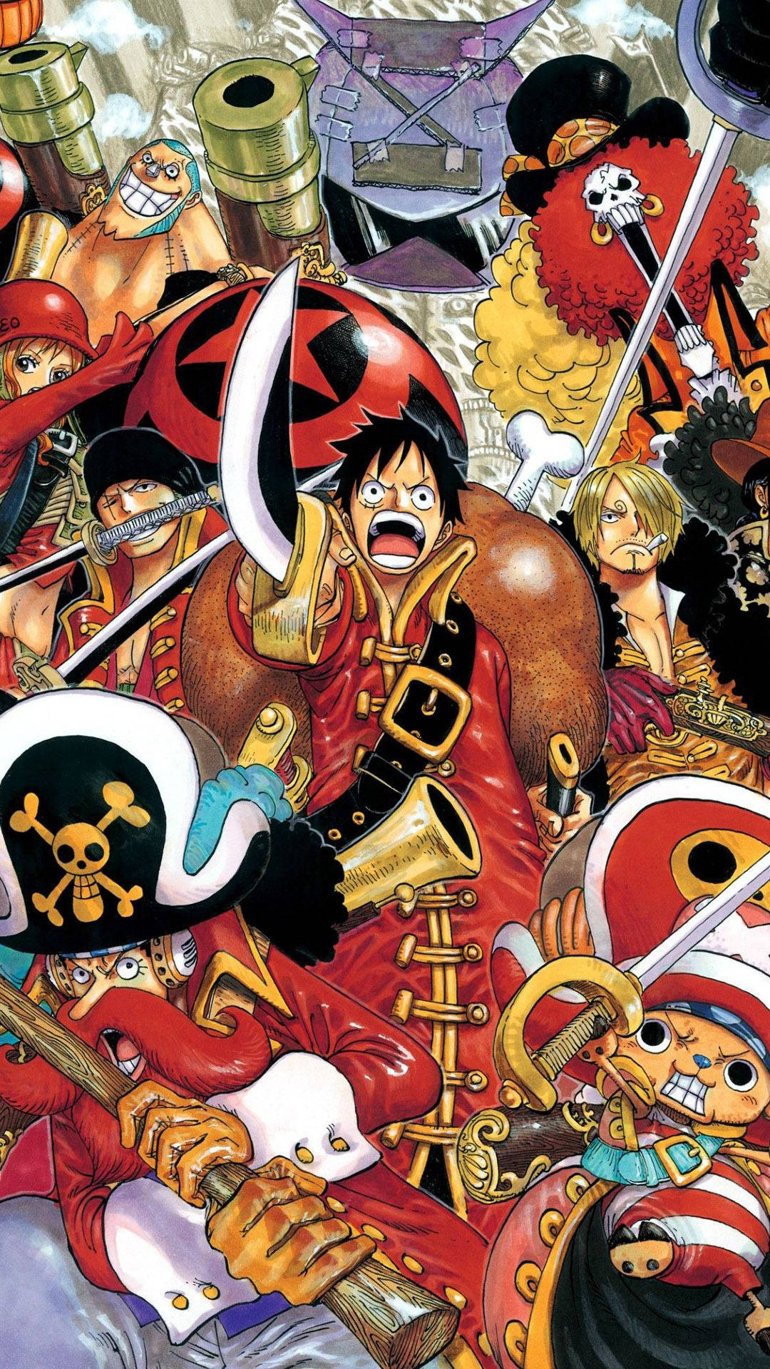 Ταπετσαρία One Piece με artwork των Sanji, Nami, Robin, Luffy και άλλων πειρατών. — One Piece Ταπετσαρία