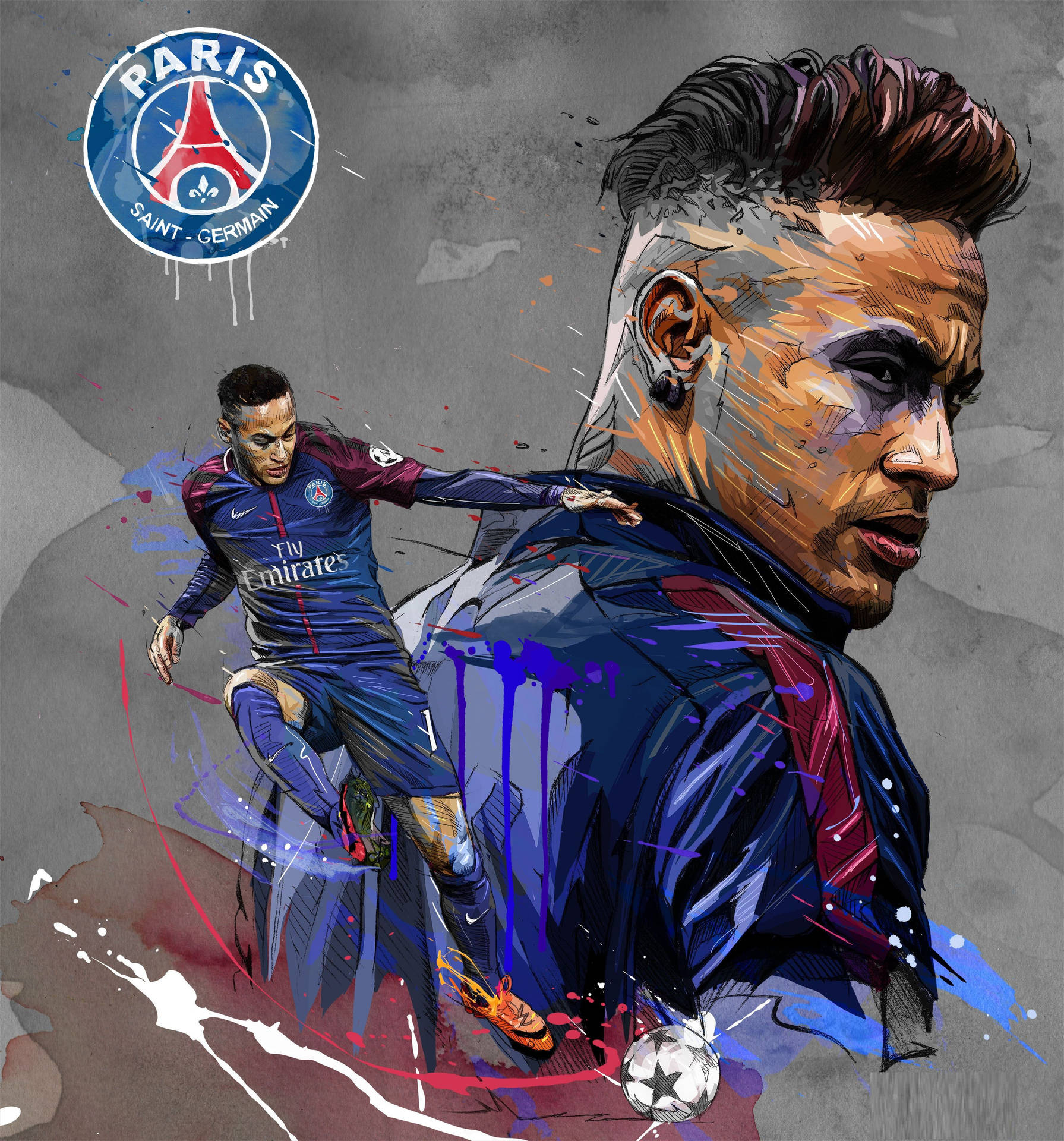 Ταπετσαρία Neymar με τέχνη εργαλείου πένας. — Neymar Ταπετσαρία