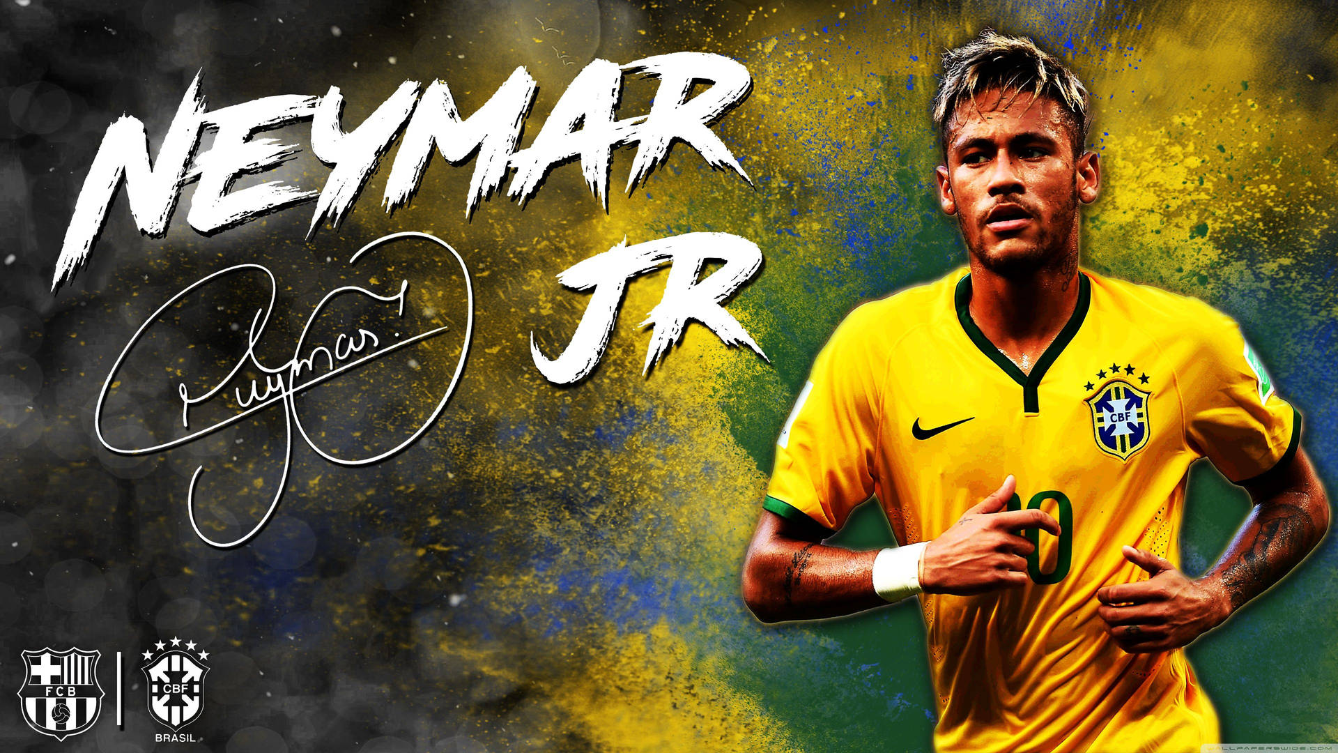 Ταπετσαρία fan art Neymar σε πράσινο και κίτρινο. — Neymar Ταπετσαρία