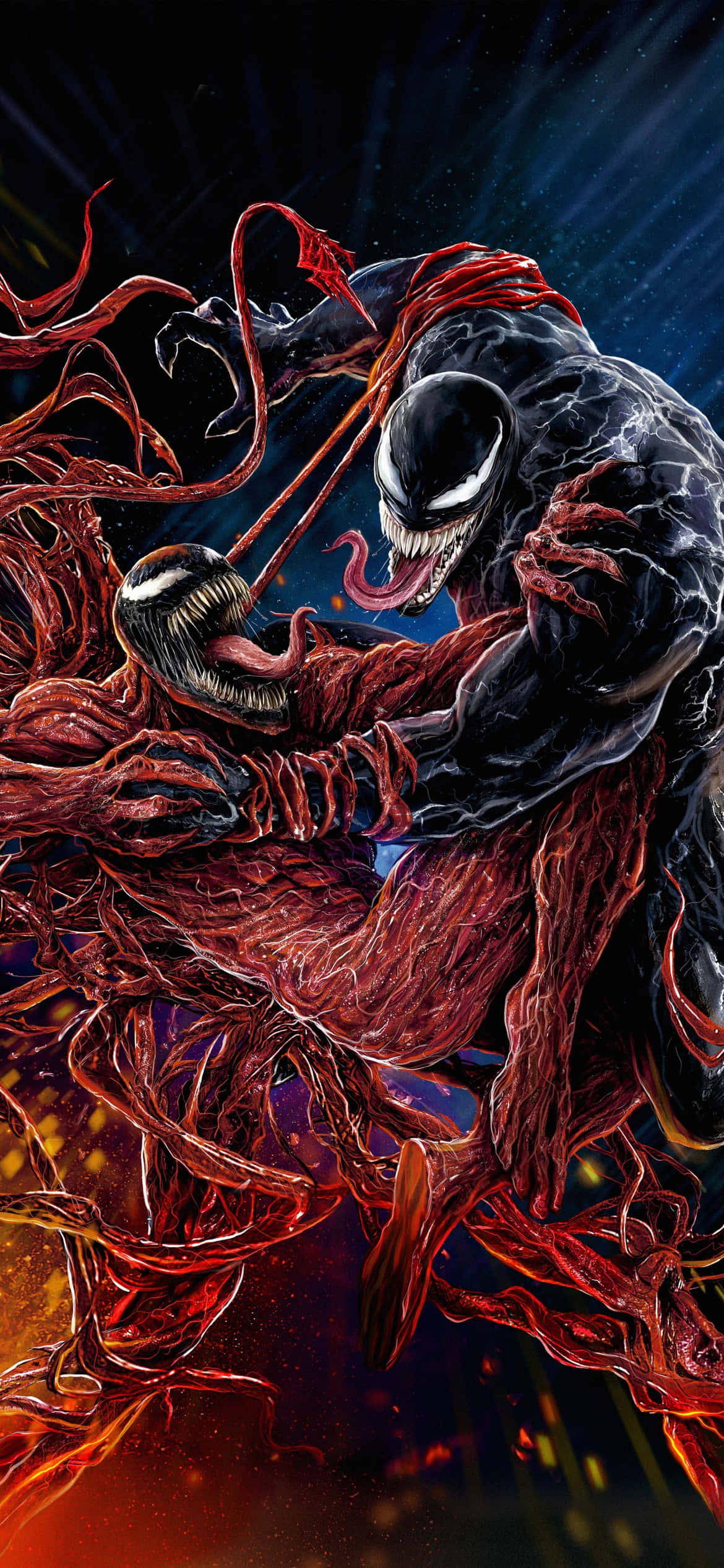 ο venom παλεύει με ένα κόκκινο πλάσμα Ταπετσαρία