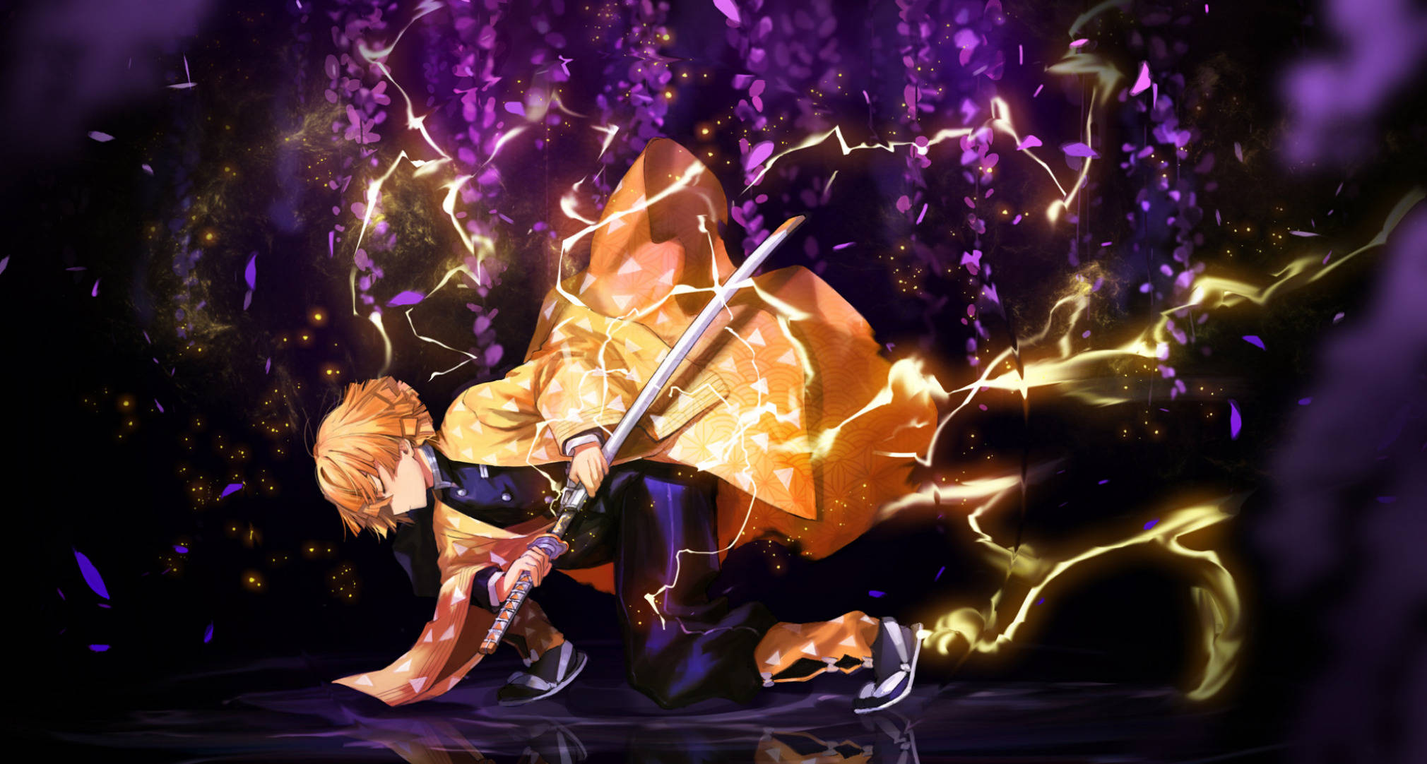 Ο Ζενίτσου του Demon Slayer στο Έδαφος Ταπετσαρία